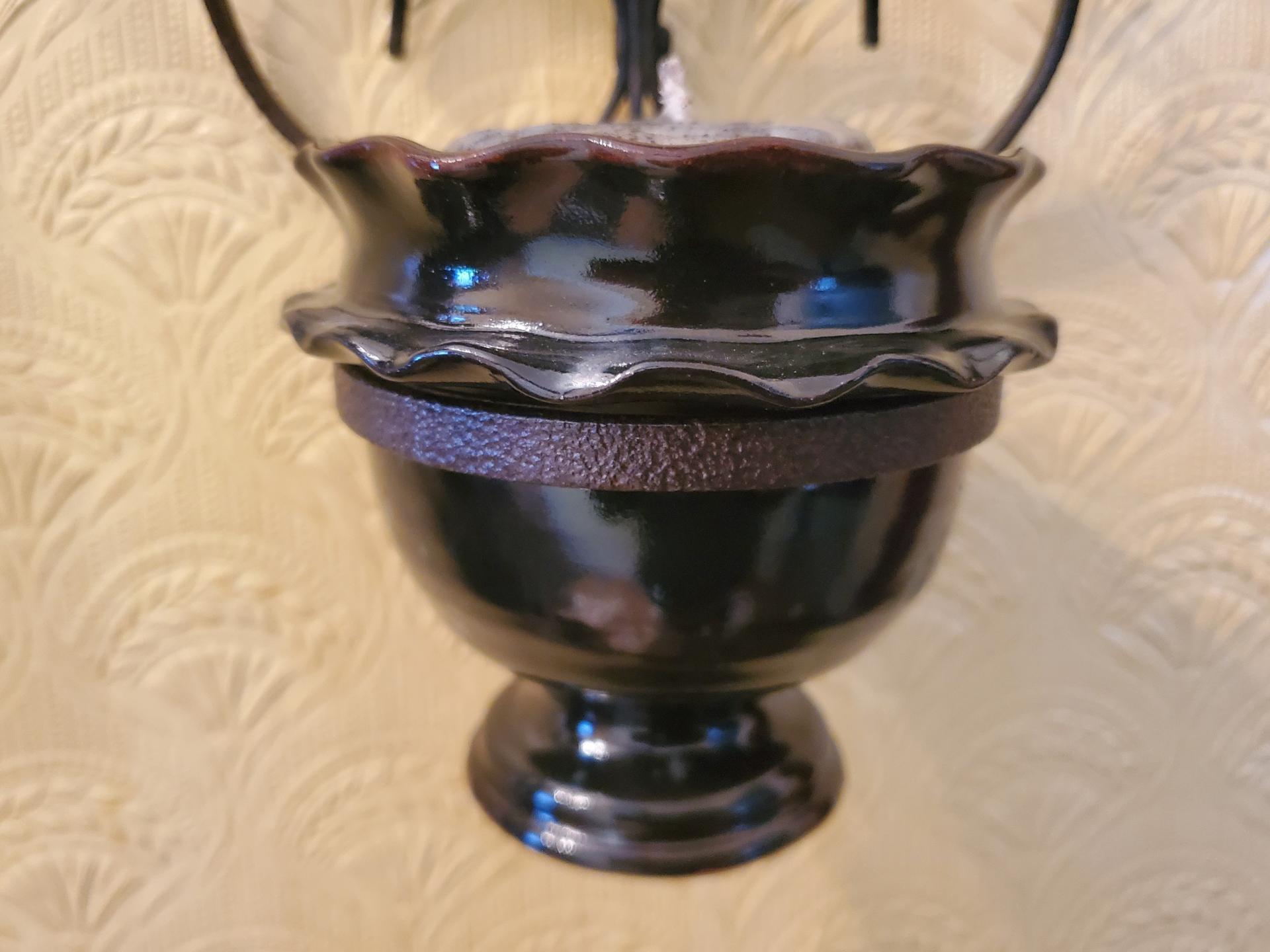 Redware Fluted Rim Bowl, Vintage Candle Holder and Primitive Candle