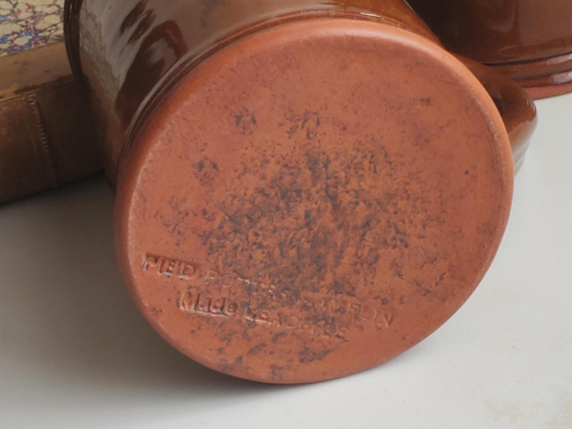 Redware 16 oz. Mug with "Feather" Slipware Motif