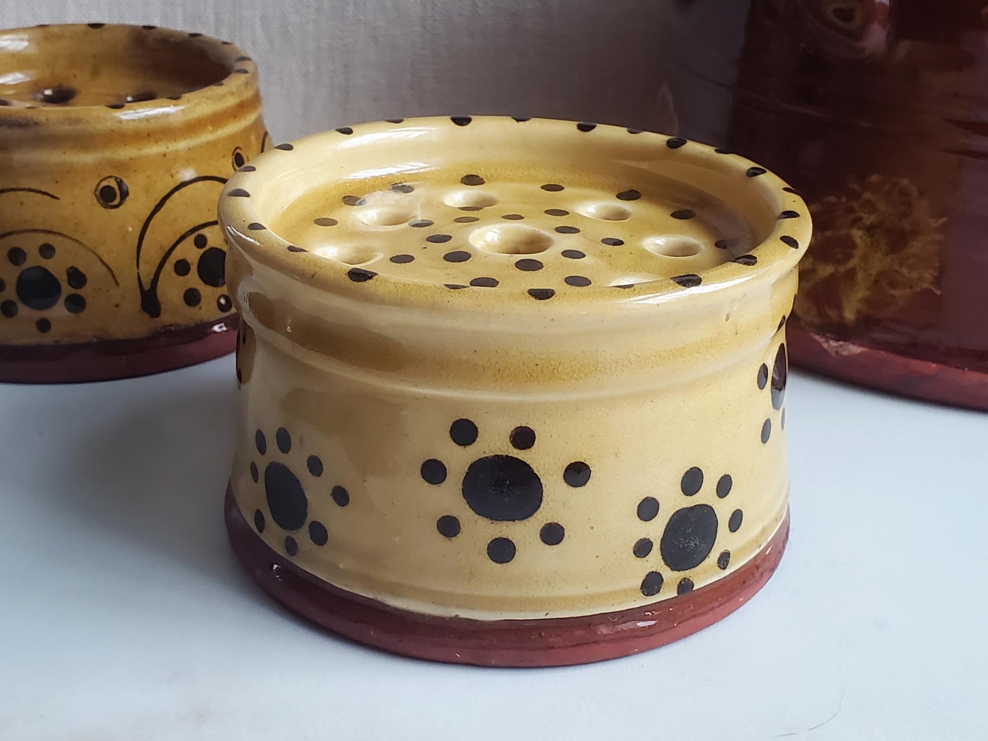 Redware Soap Dish with Stamped Pattern