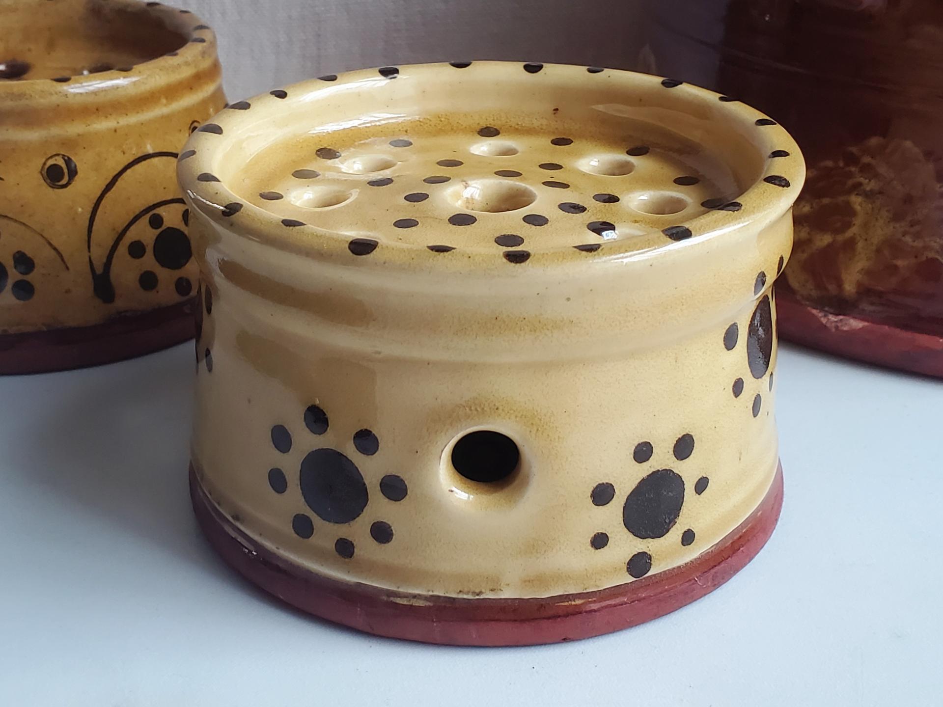 Redware Soap Dish with Stamped Pattern