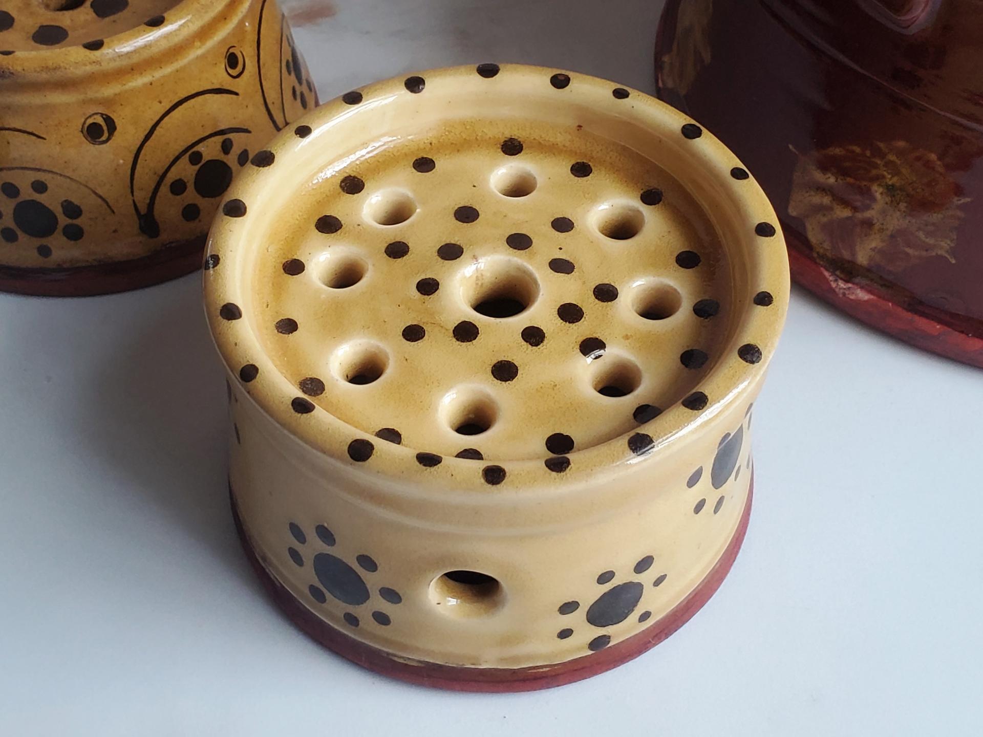 Redware Soap Dish with Stamped Pattern