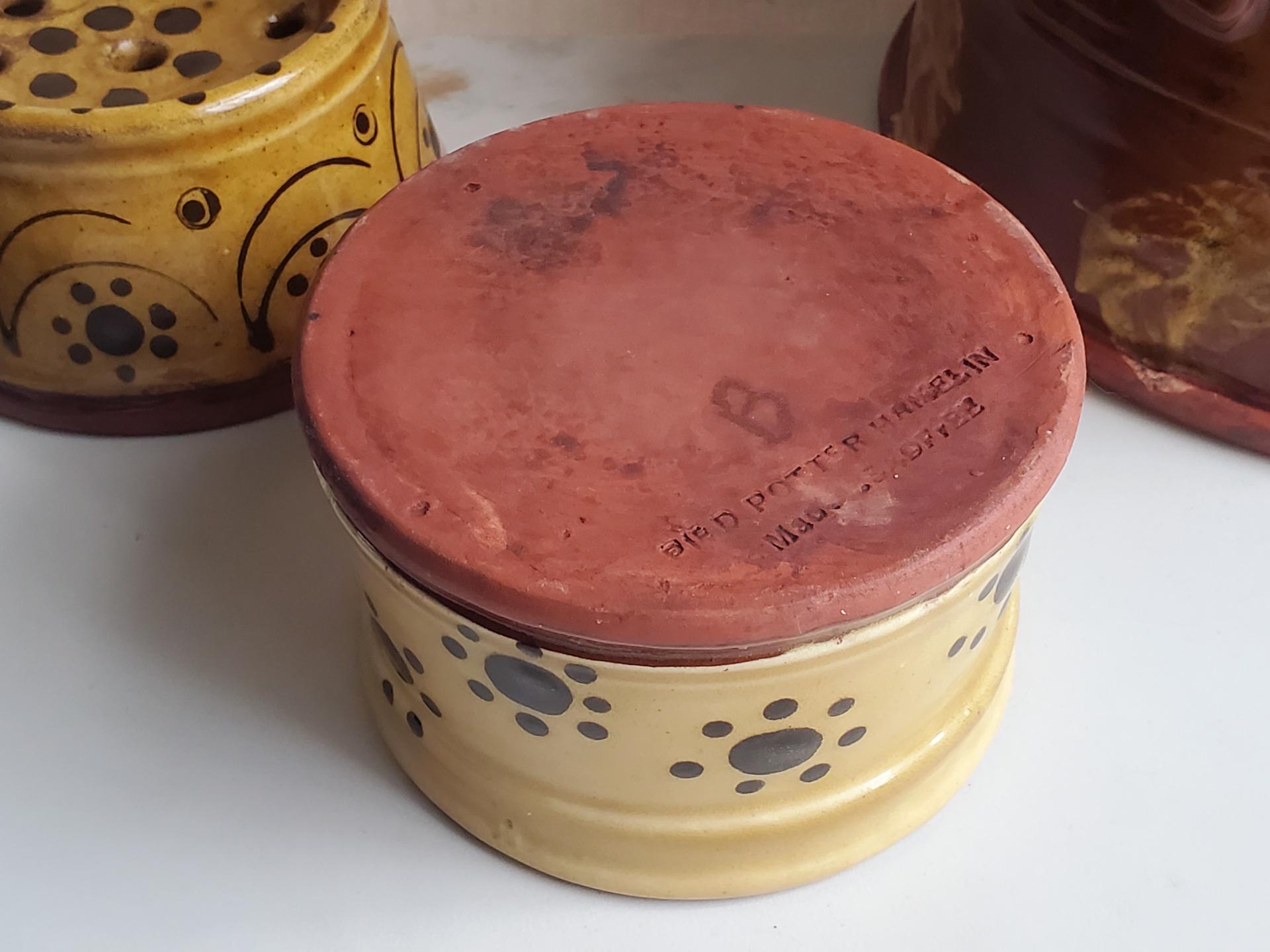 Redware Soap Dish with Stamped Pattern