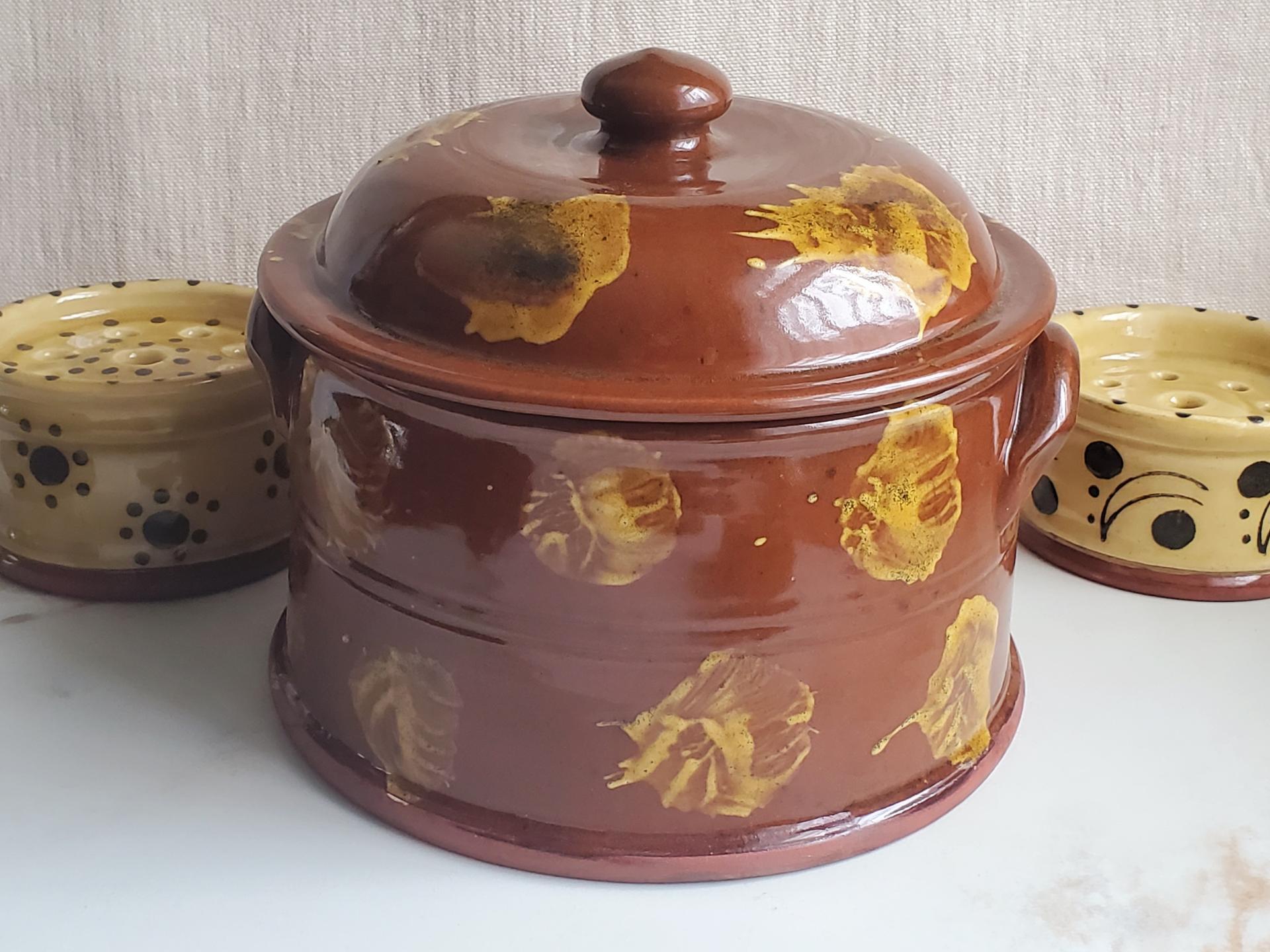 Redware Large Covered Serving Dish