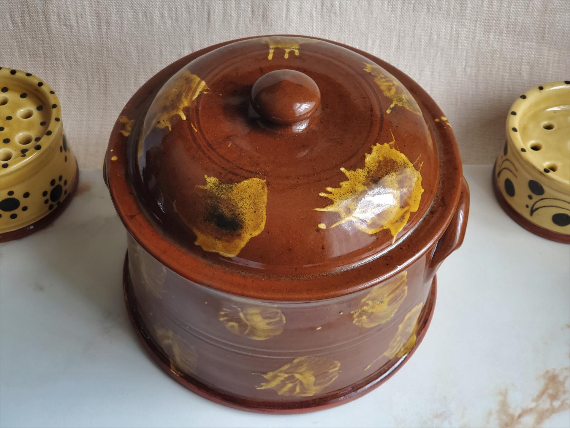 Redware Large Covered Serving Dish