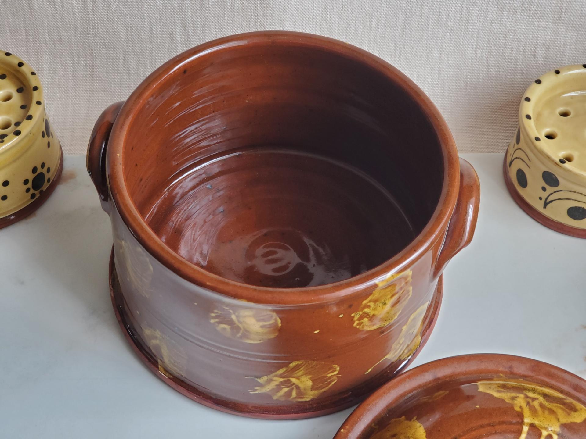 Redware Large Covered Serving Dish