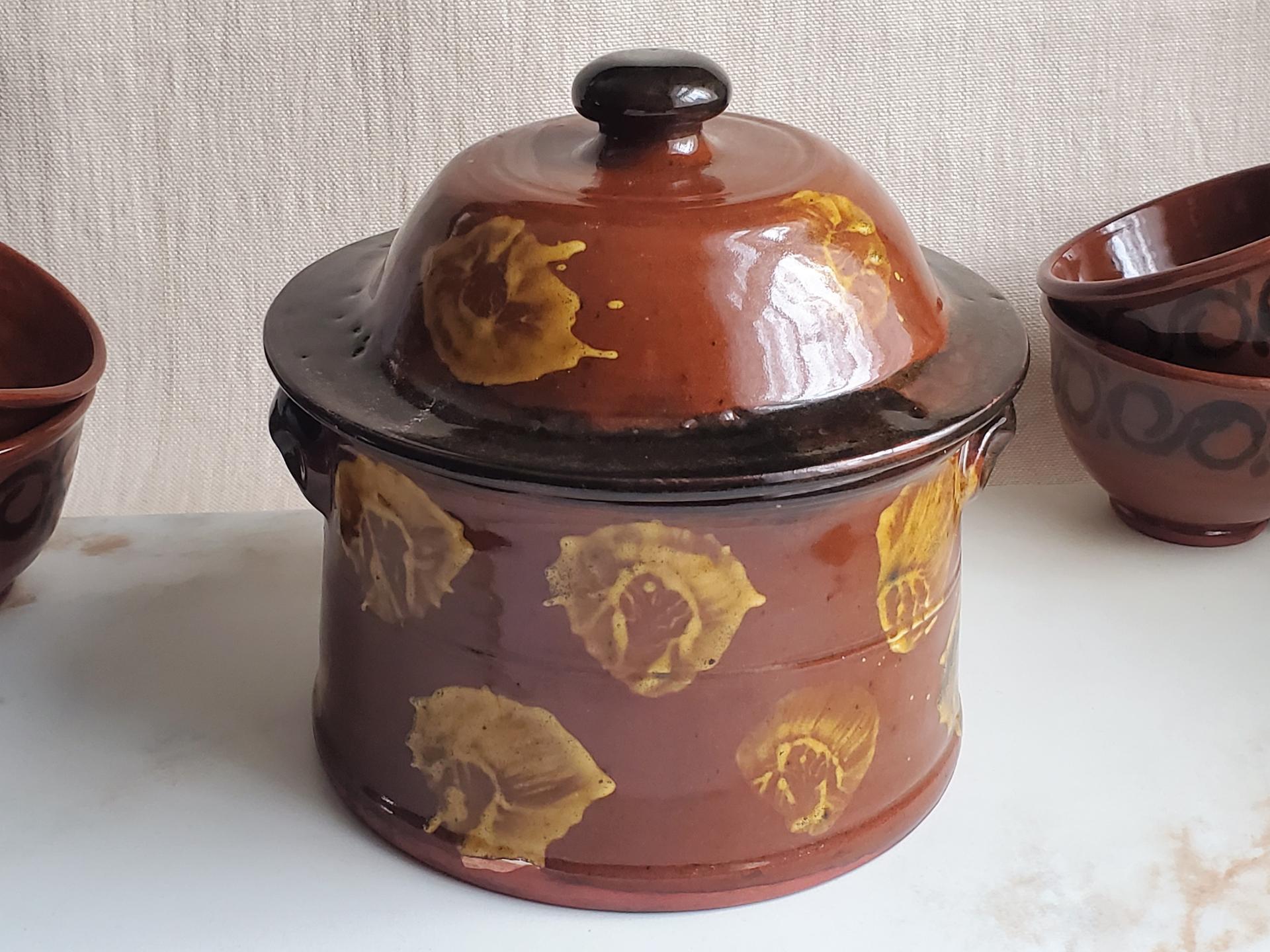 Redware Covered Serving Dish