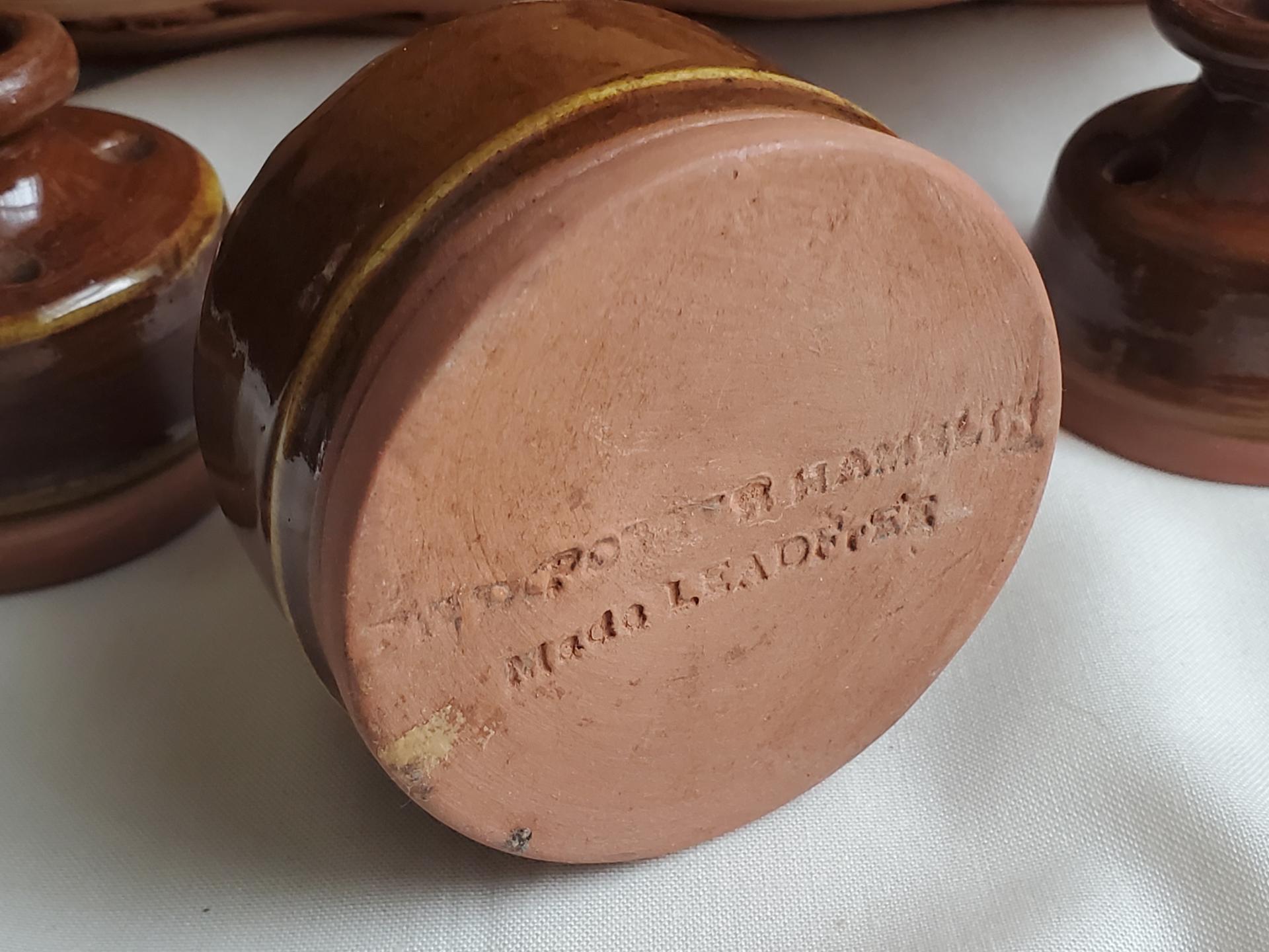 Large Redware Inkwell with Slip Decoration