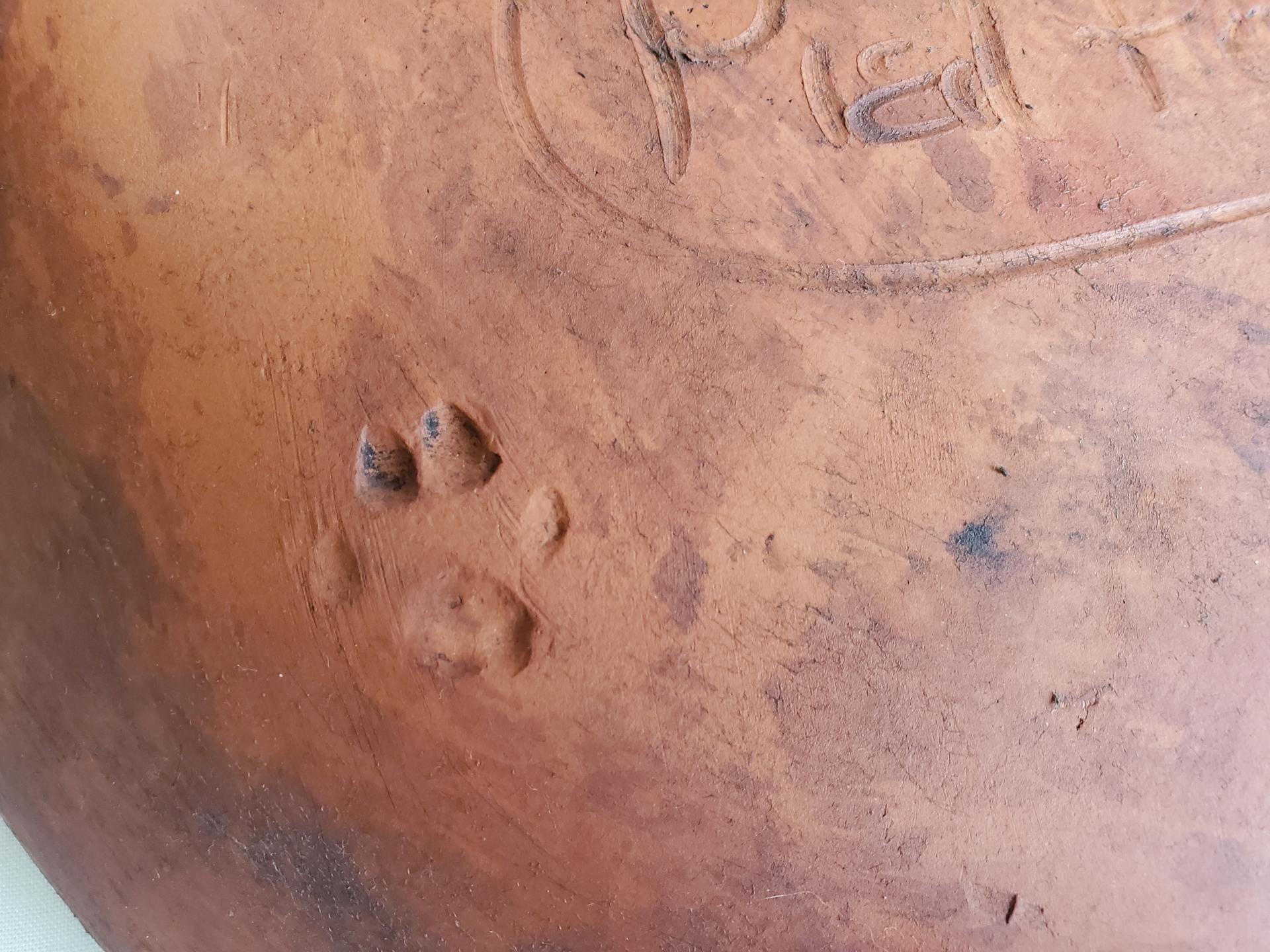 Redware 13 in. Large Platter with Slip Motif