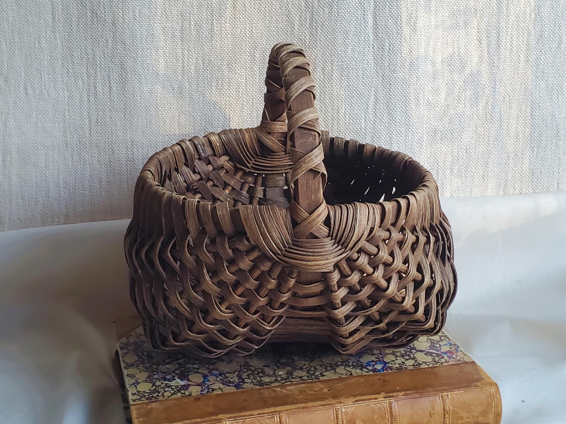 Small Melon Basket or Egg Basket, Hand Woven