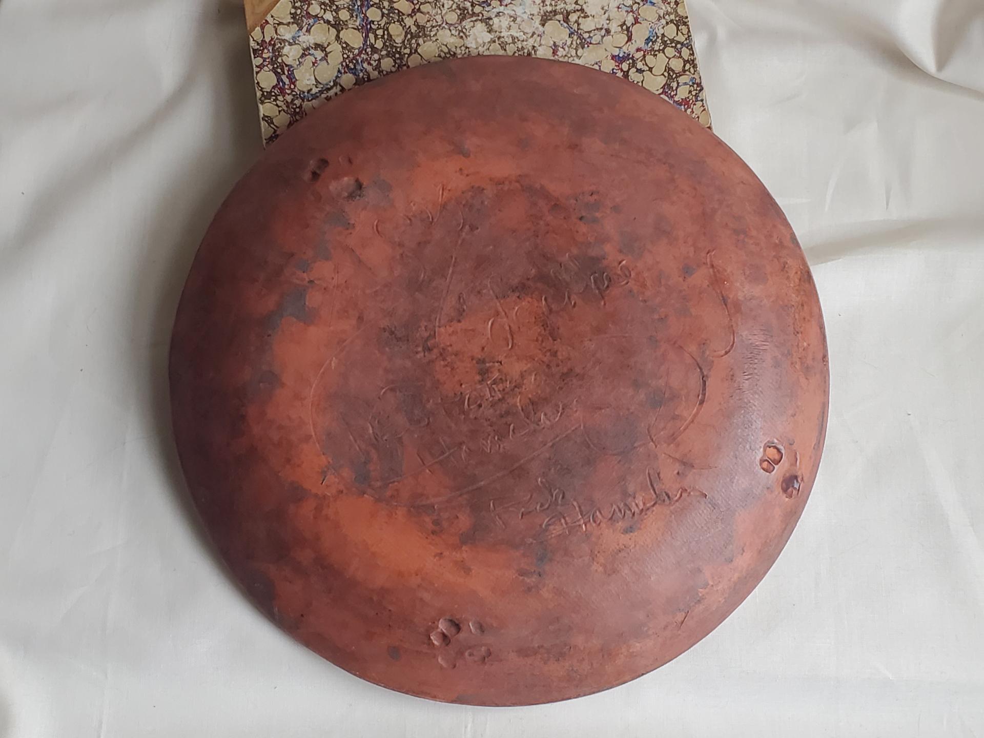 Redware 11 inch Plate with Marbled Motif