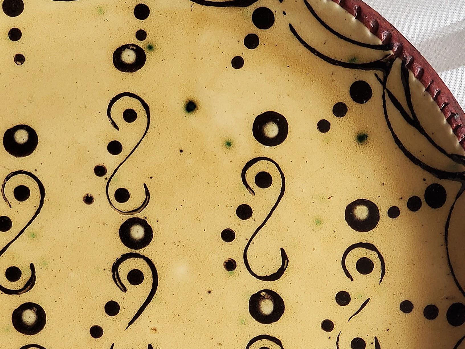 Redware 9 in Plate with Stamped Pattern