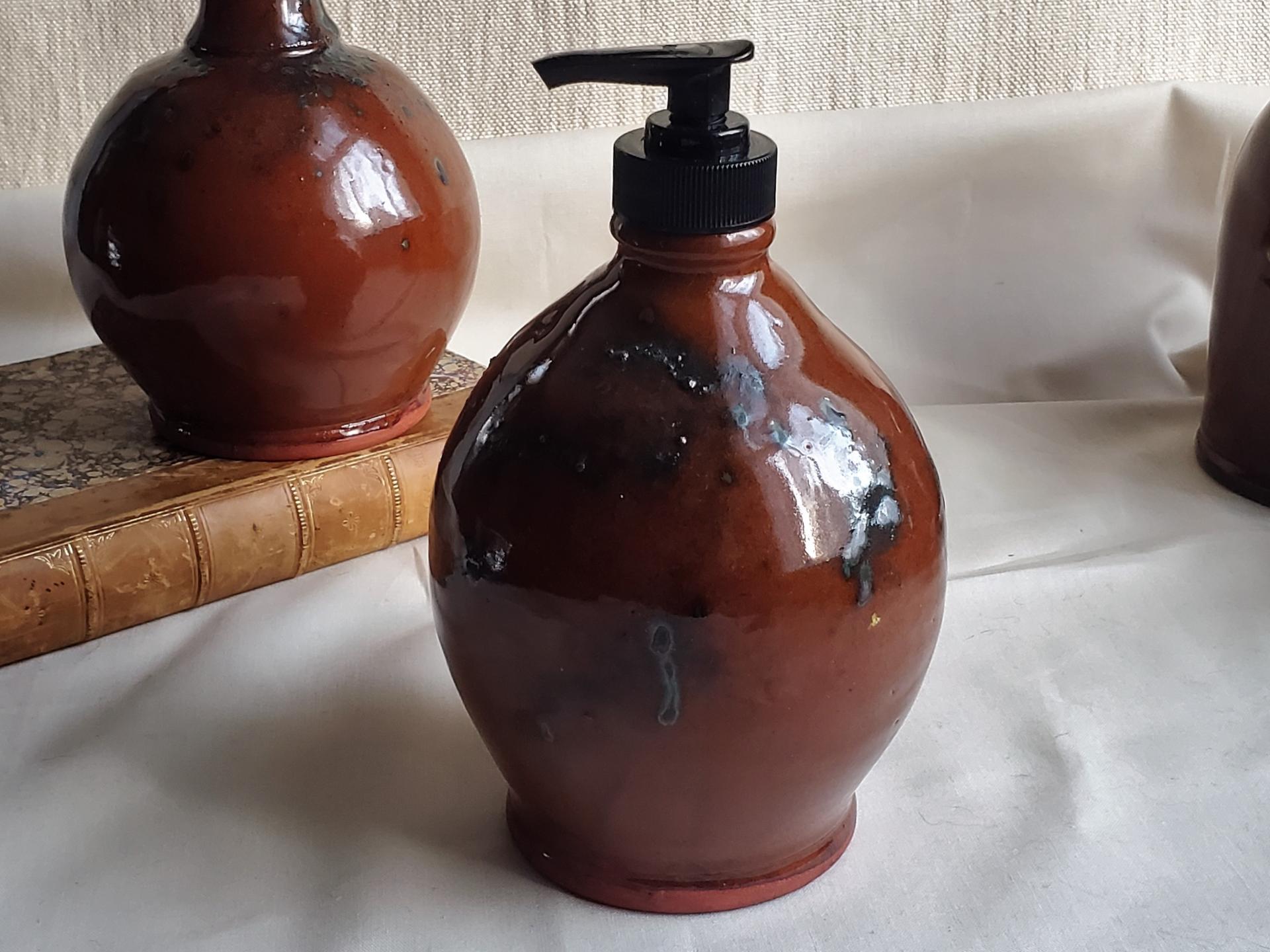 Redware Soap/Lotion Dispenser Bottle with Spangles