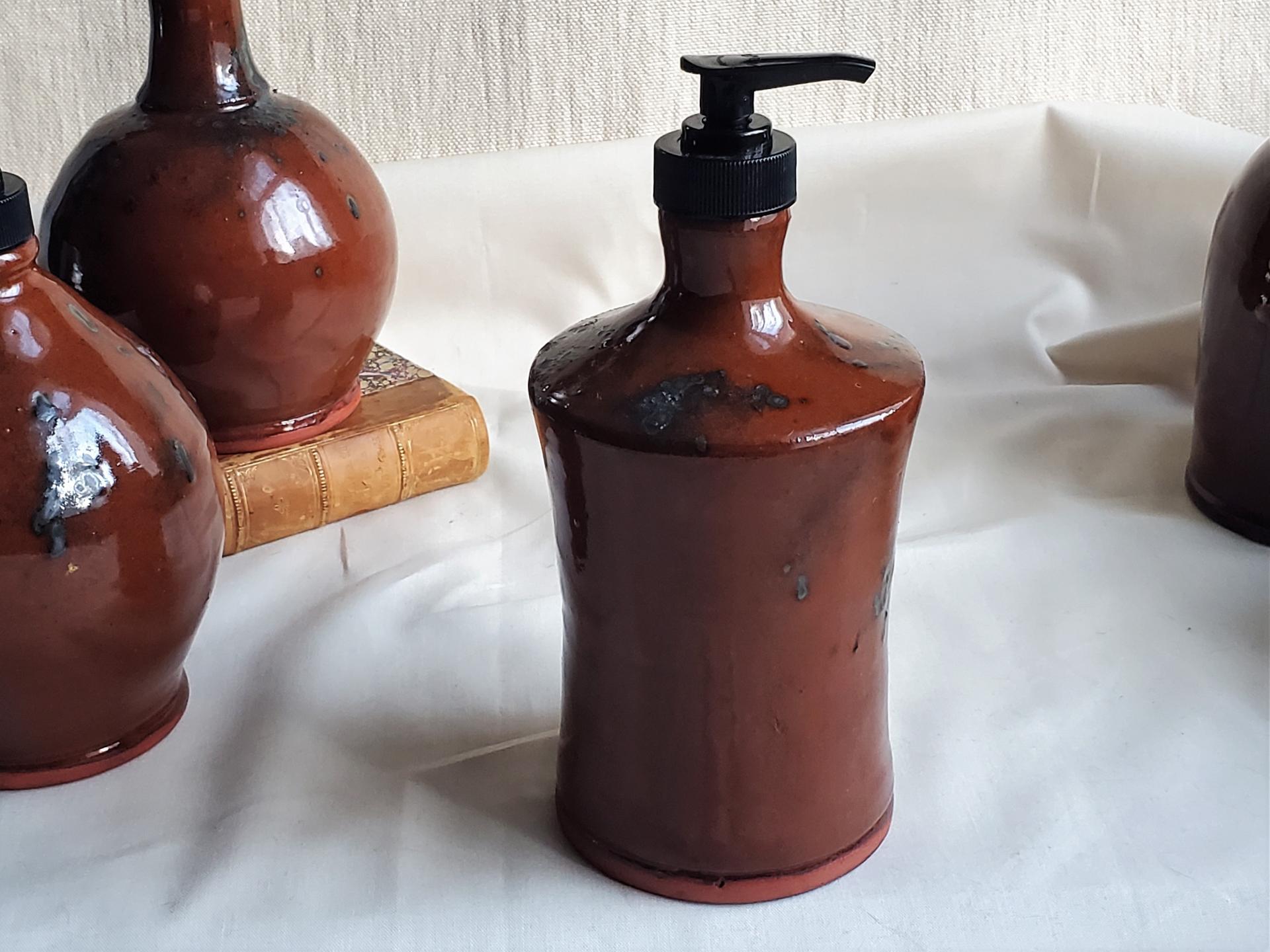 Redware Soap/Lotion Dispenser Bottle with Spangles