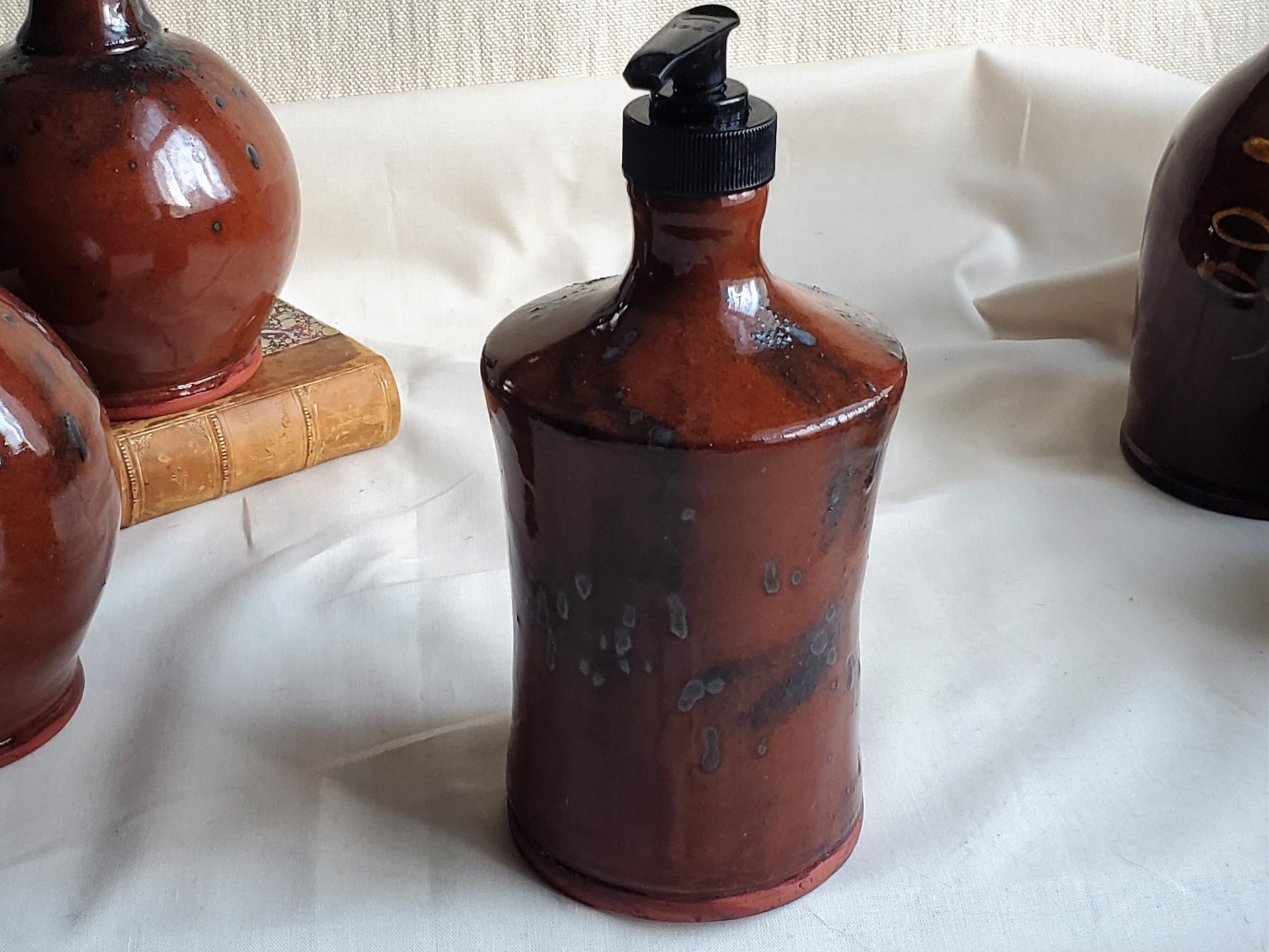 Redware Soap/Lotion Dispenser Bottle with Spangles