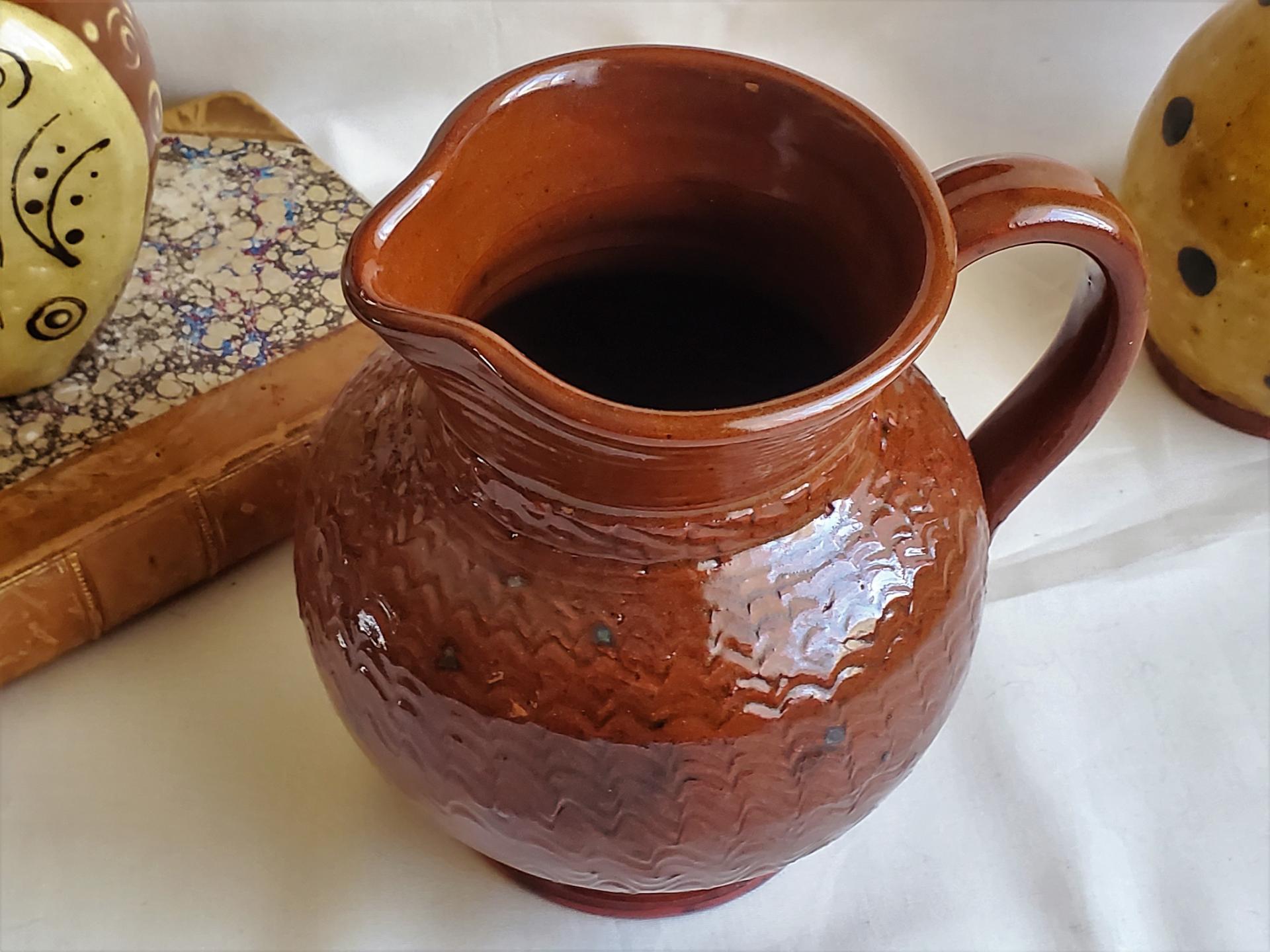 Redware Pitcher with Incised Decoration
