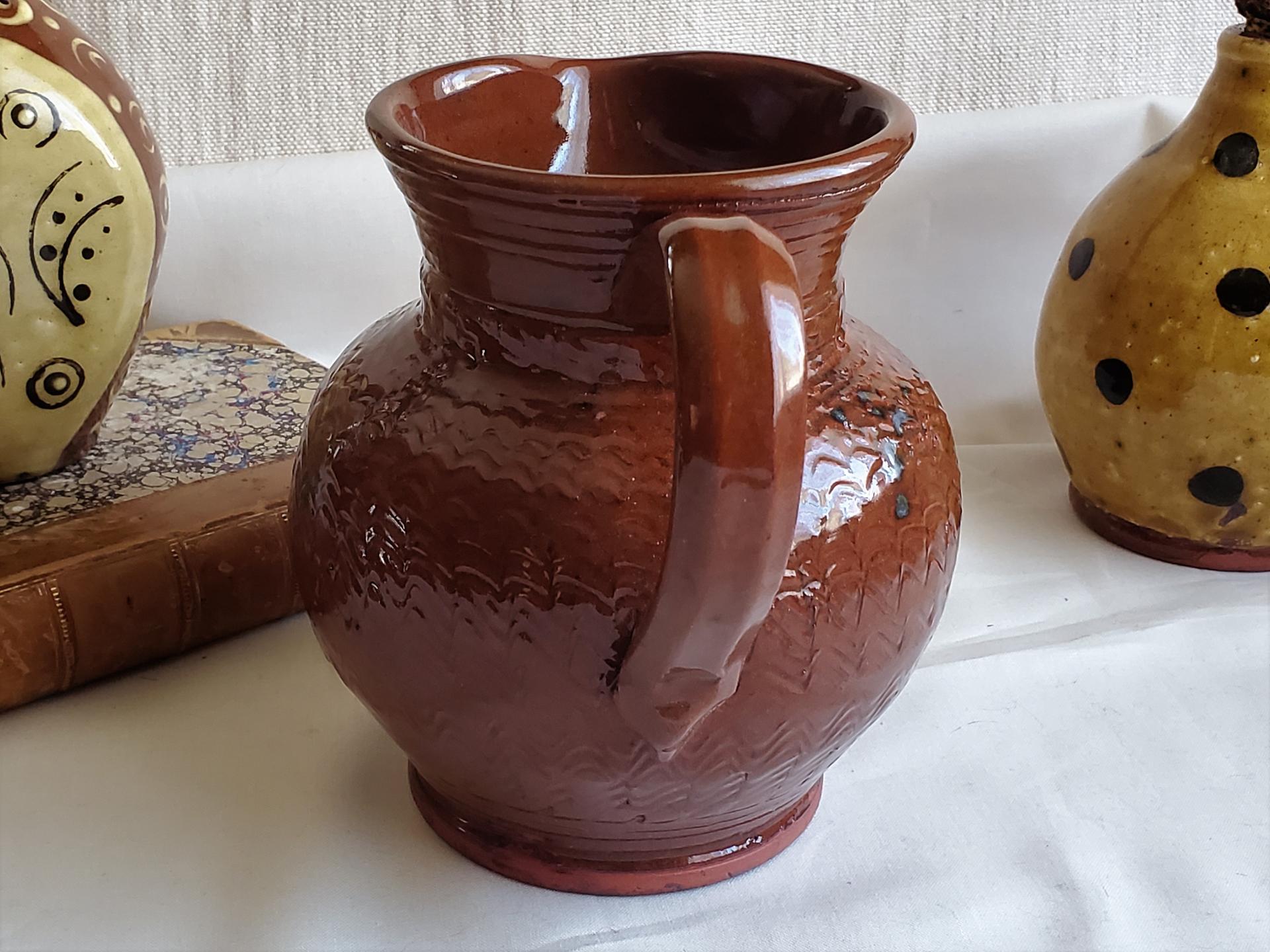 Redware Pitcher with Incised Decoration