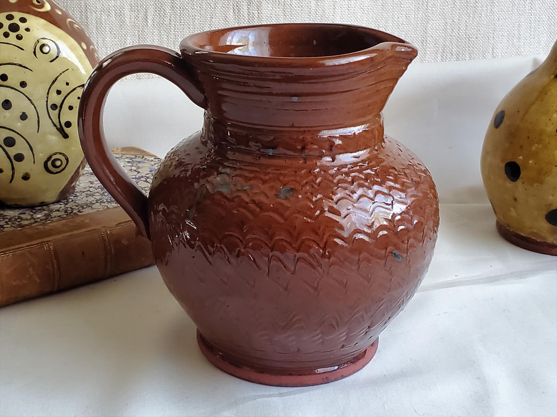 Redware Pitcher with Incised Decoration