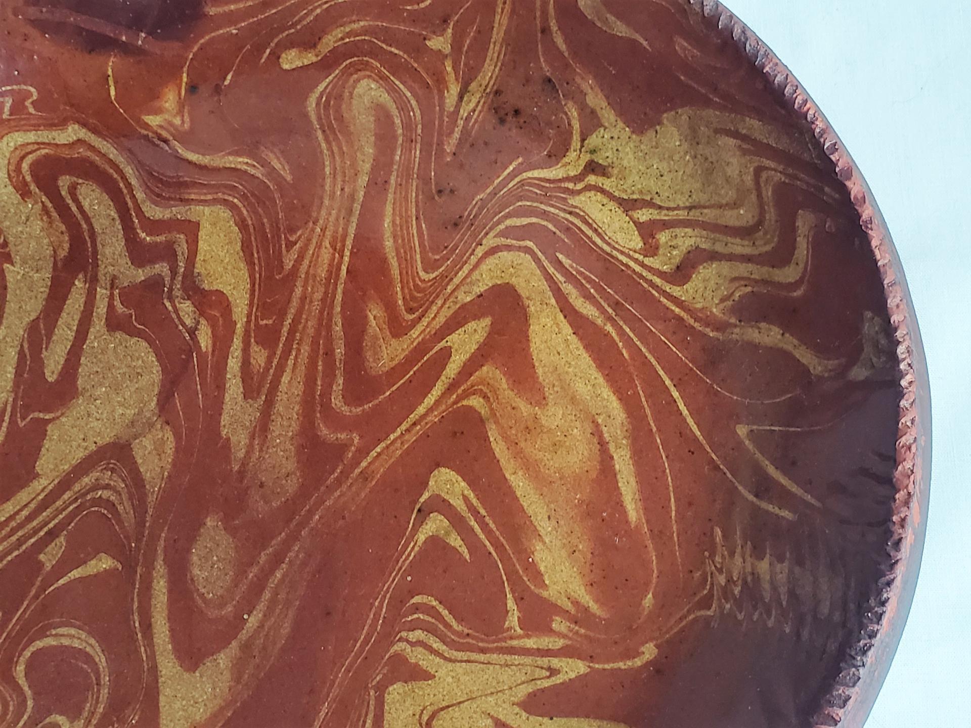 Redware 11 inch Plate with Marbled Motif