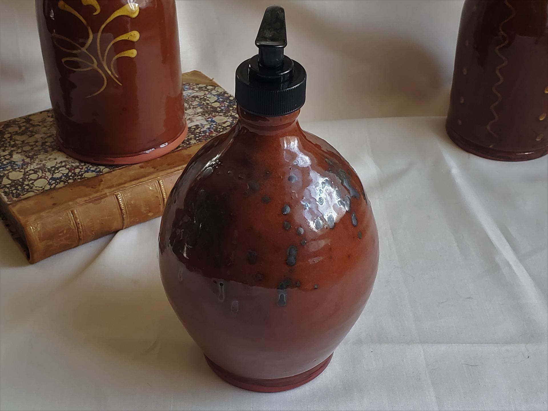 Redware Soap/Lotion Dispenser Bottle with Spangles