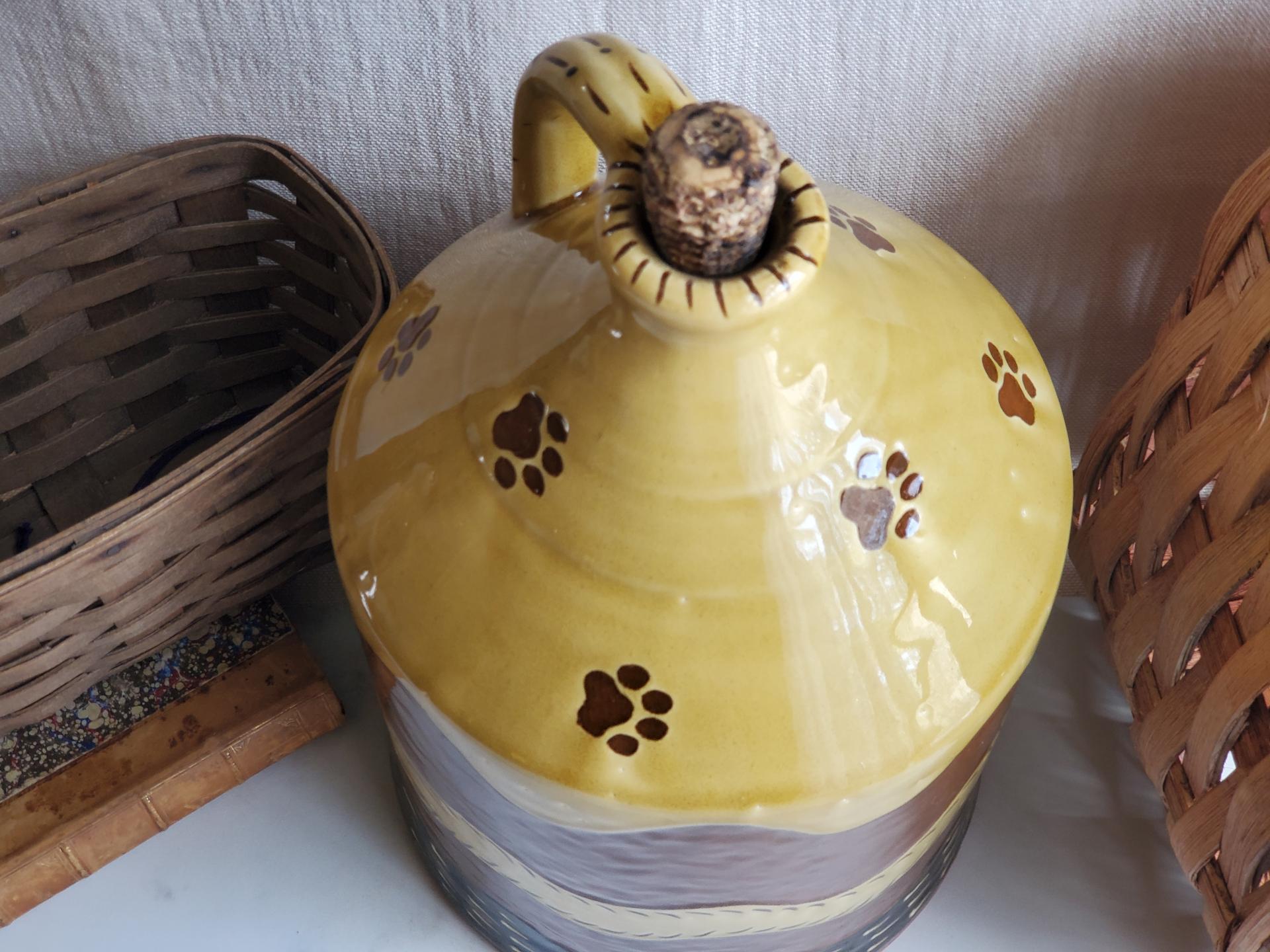 Redware Jug with Sleeping Cat Sgraffito Motif