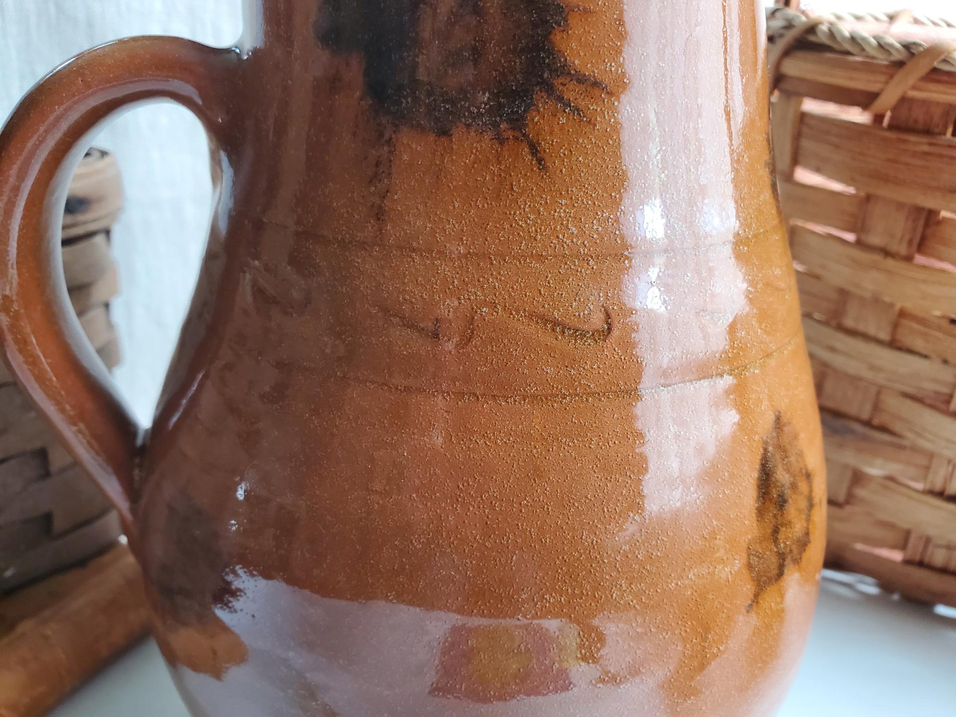 Redware Pitcher with Black Dabbles