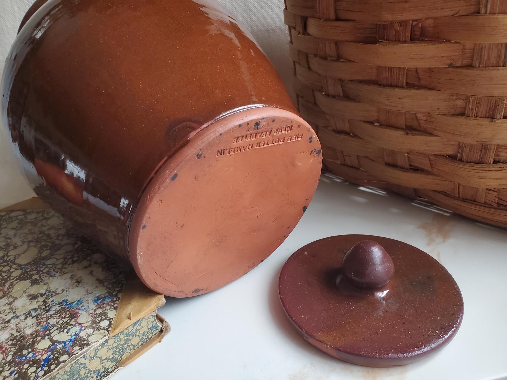 Redware 10 in Large Jar with Spangles