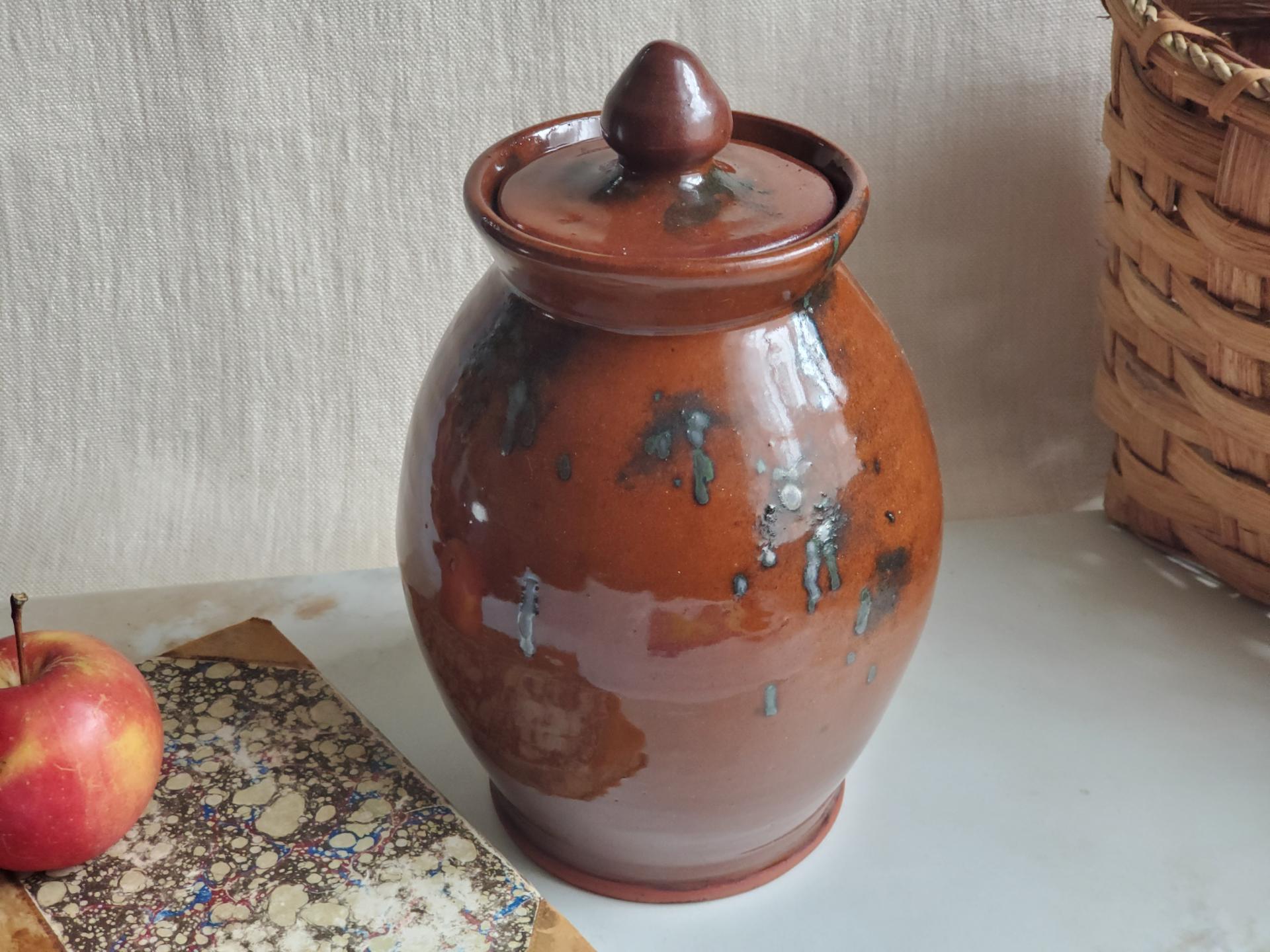 Redware 8 in Jar with Spangles