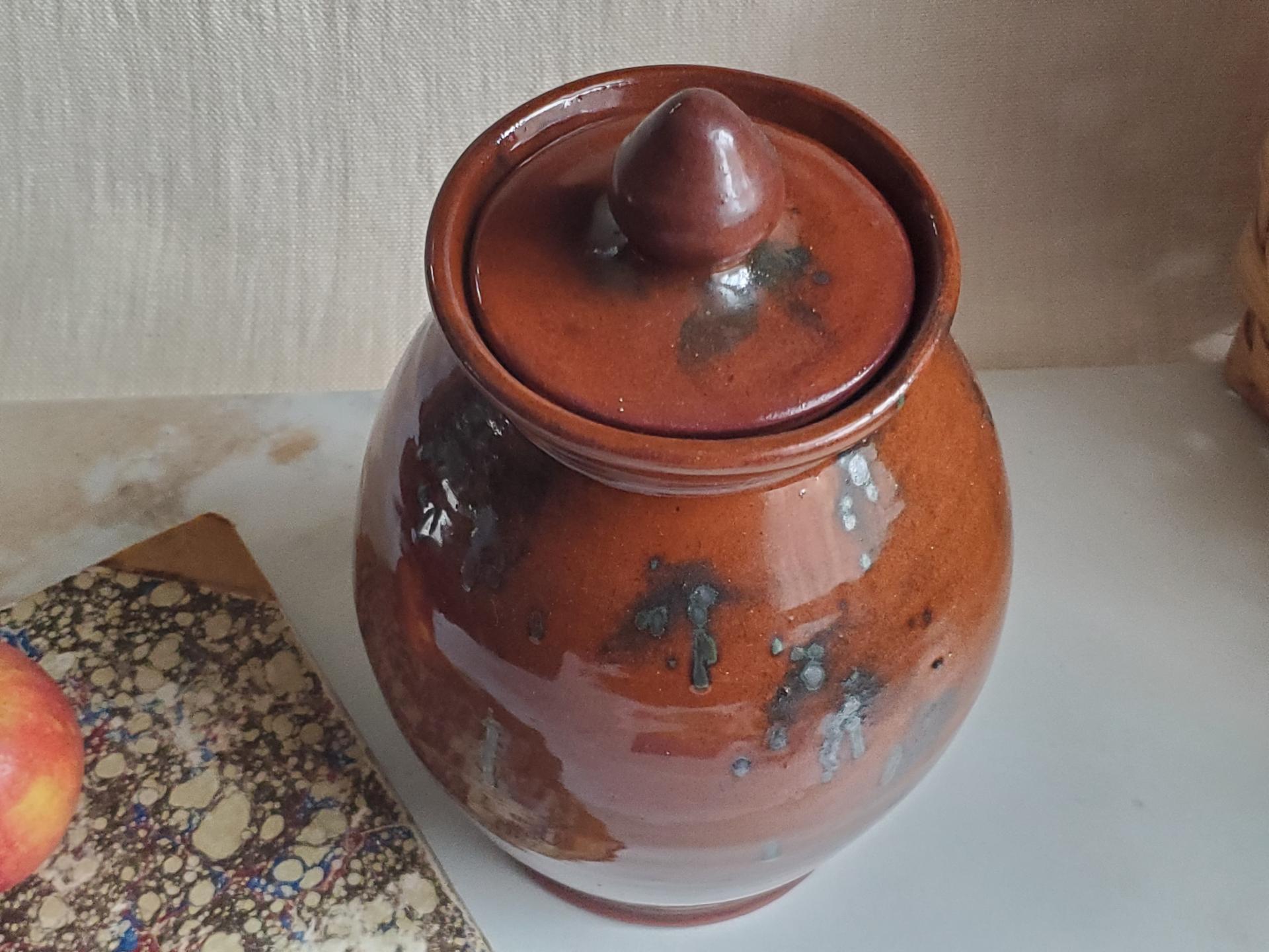 Redware 8 in Jar with Spangles