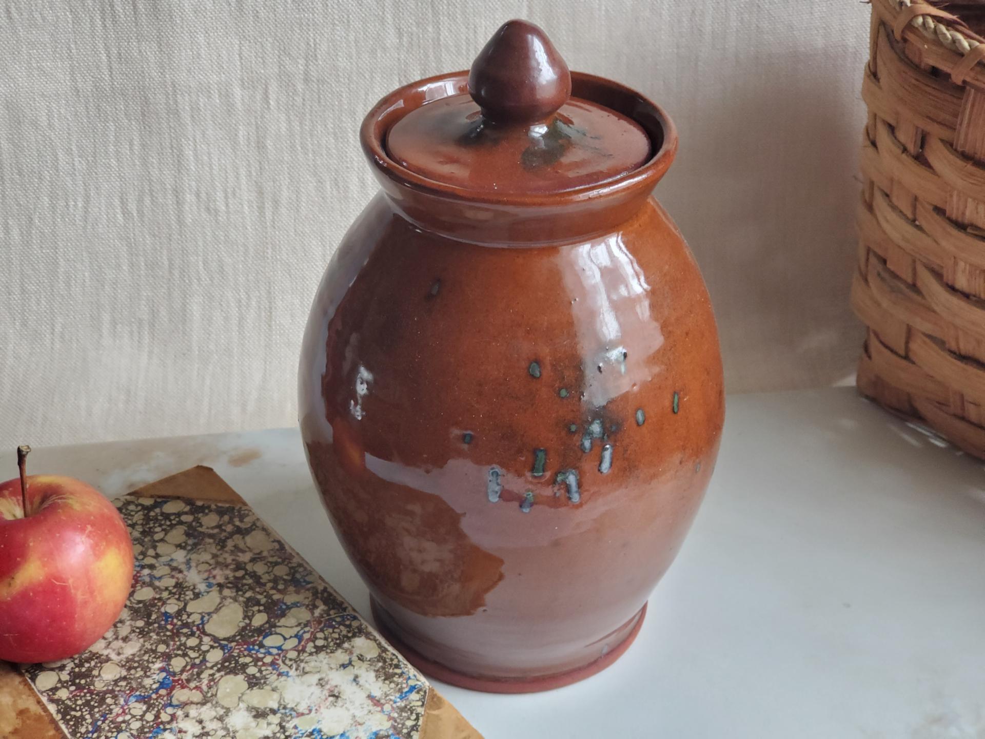 Redware 8 in Jar with Spangles