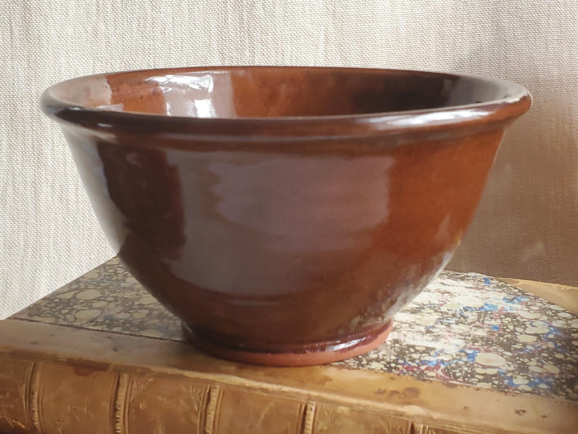 Redware 6 inch Bowl with "Feather" Motif