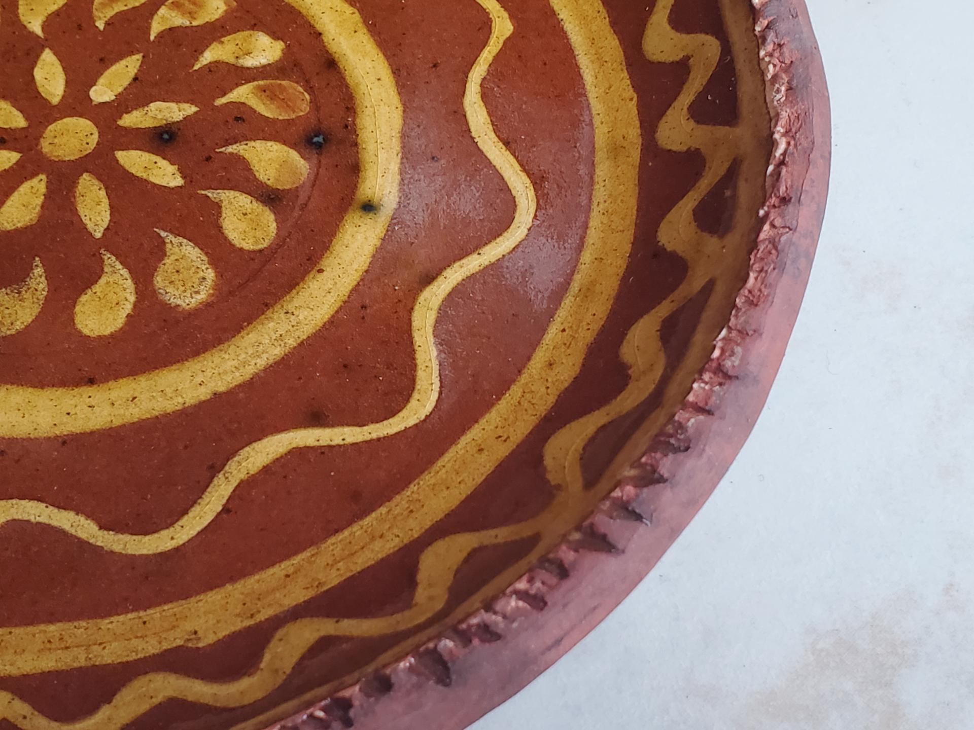 Redware 7 in. Plate with Slip Decoration