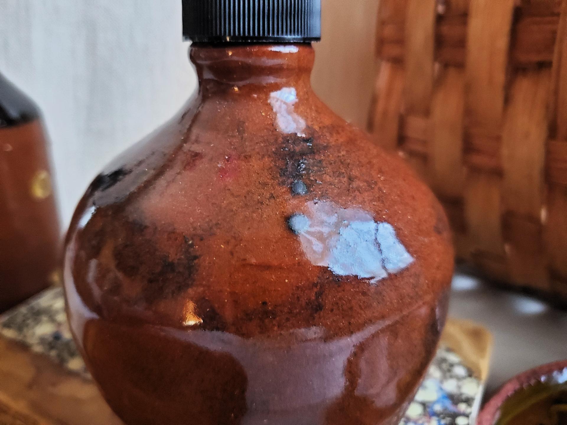 Redware Soap/Lotion Dispenser Bottle with Spangles