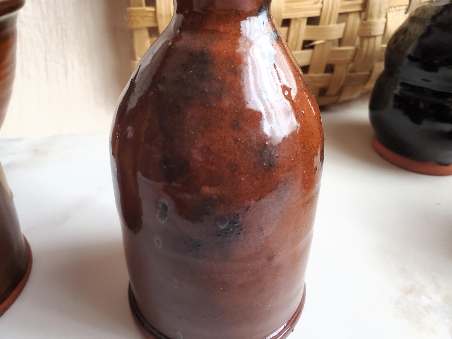 Redware Soap/Lotion Dispenser Bottle with Spangles (B)