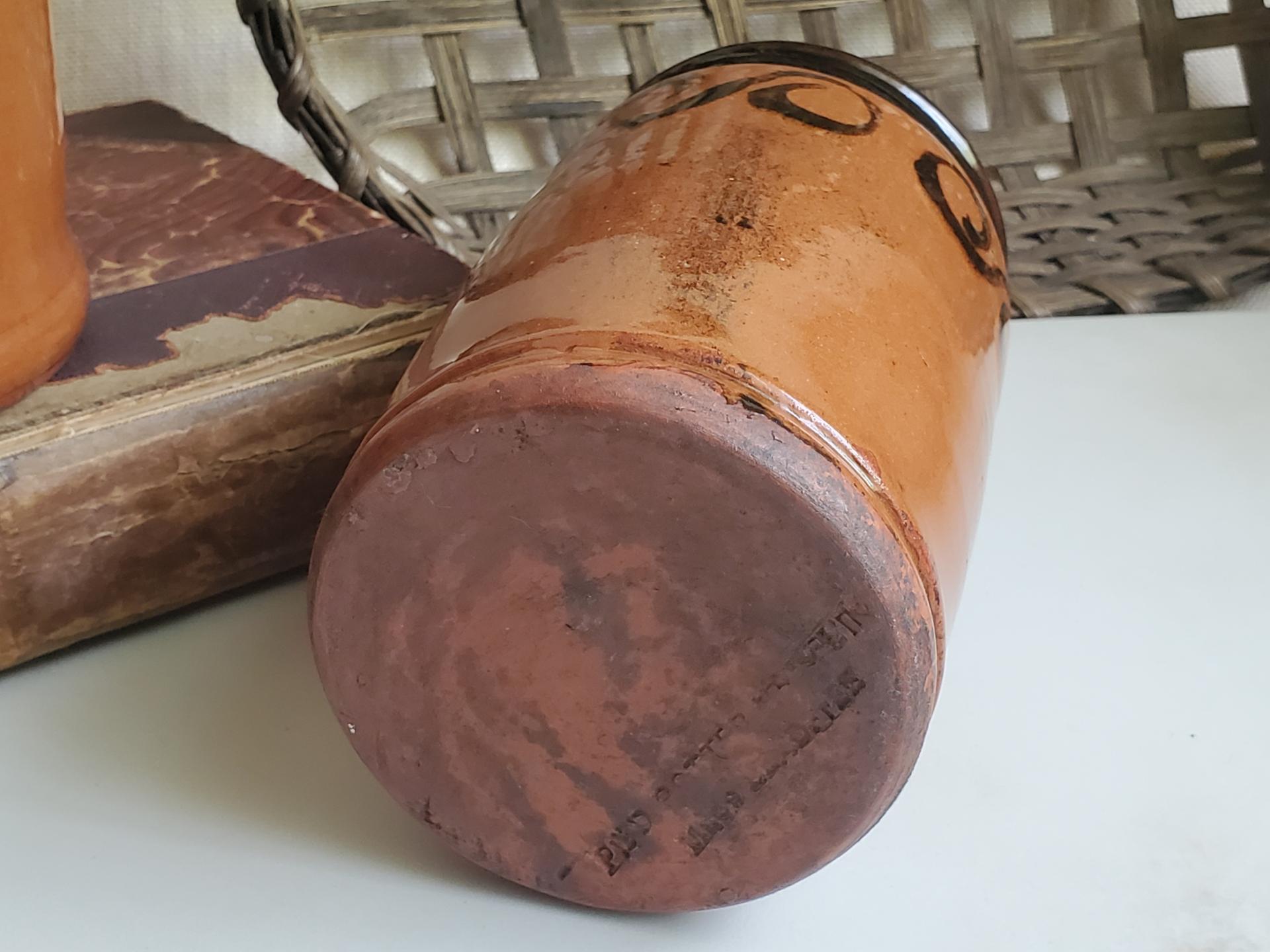 Handmade Redware Jar with Black Pattern, 5.50 in. Tall