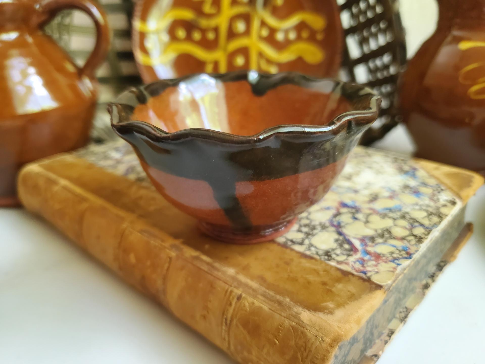 Redware Salt Cellar with Fluted Rim - Perfect Bowl for Salt, Nuts, and More!