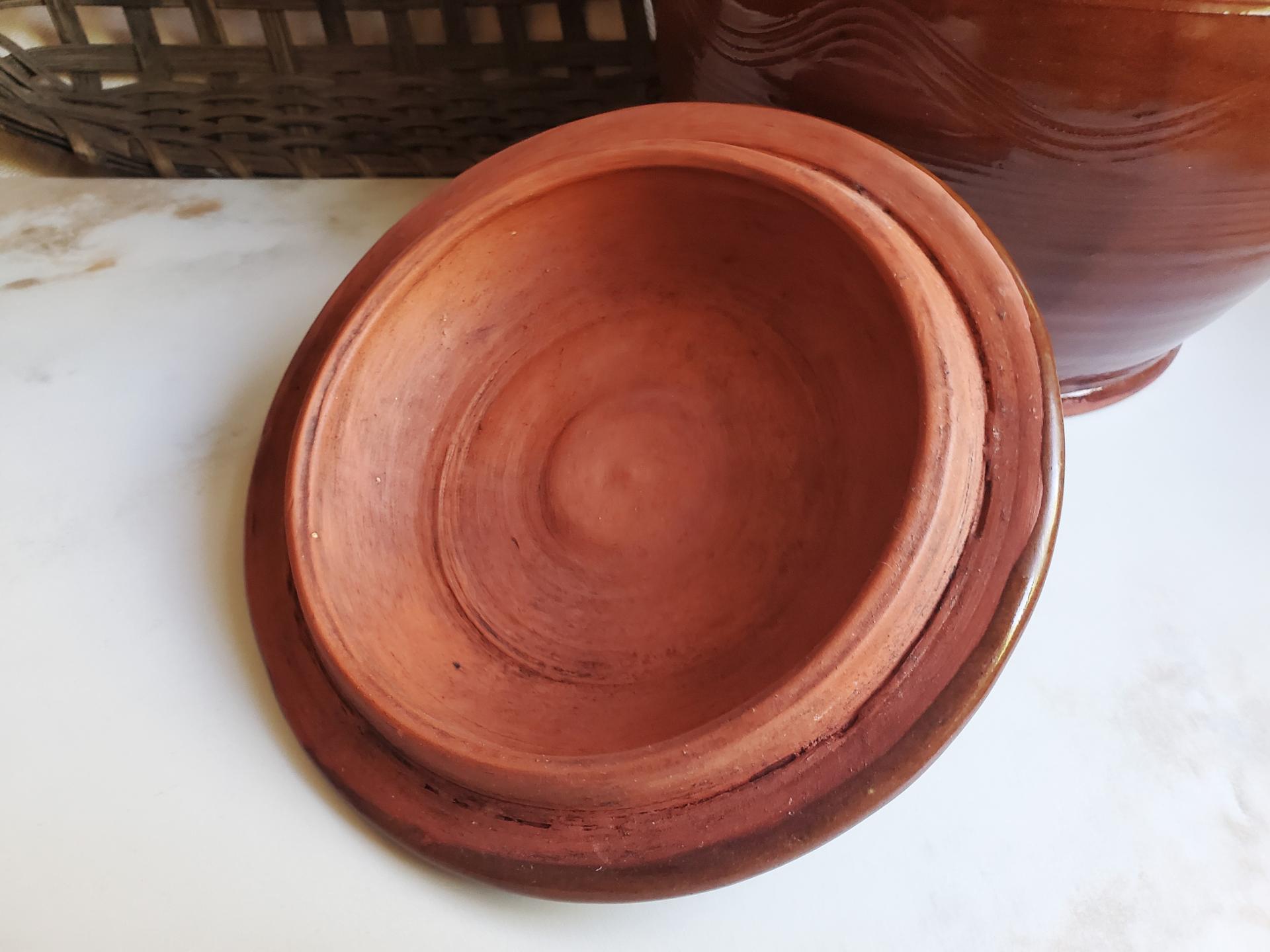 Redware Ovoid 8.75 in Jar with Antique Finish by Pied Potter Hamelin