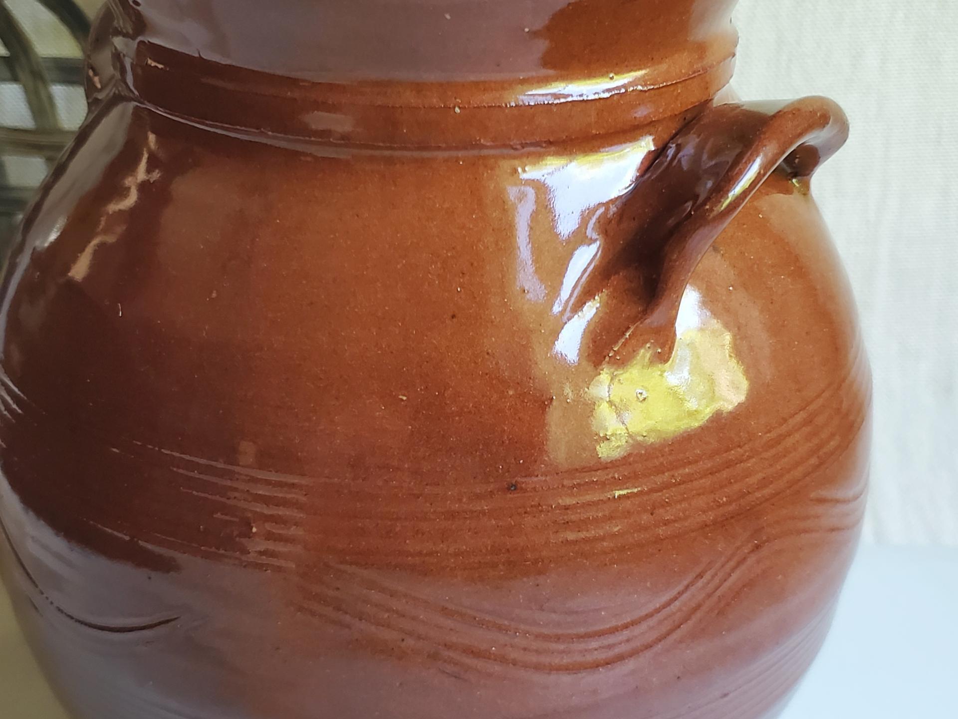 Redware Ovoid 8.75 in Jar with Antique Finish by Pied Potter Hamelin