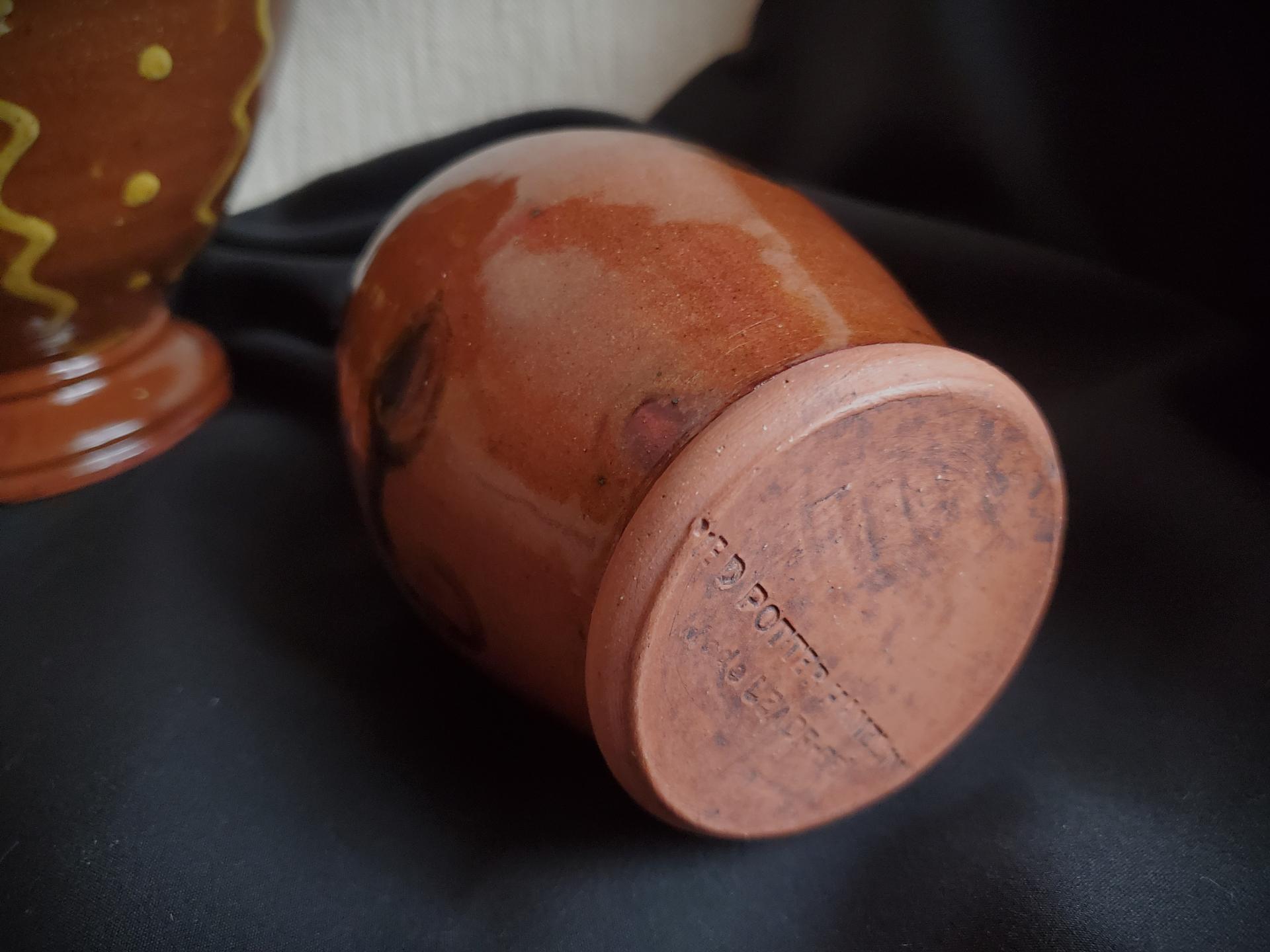 Redware Soap/Lotion Pump Dispenser, Handmade by Pied Potter Hamelin, Featuring Dapples