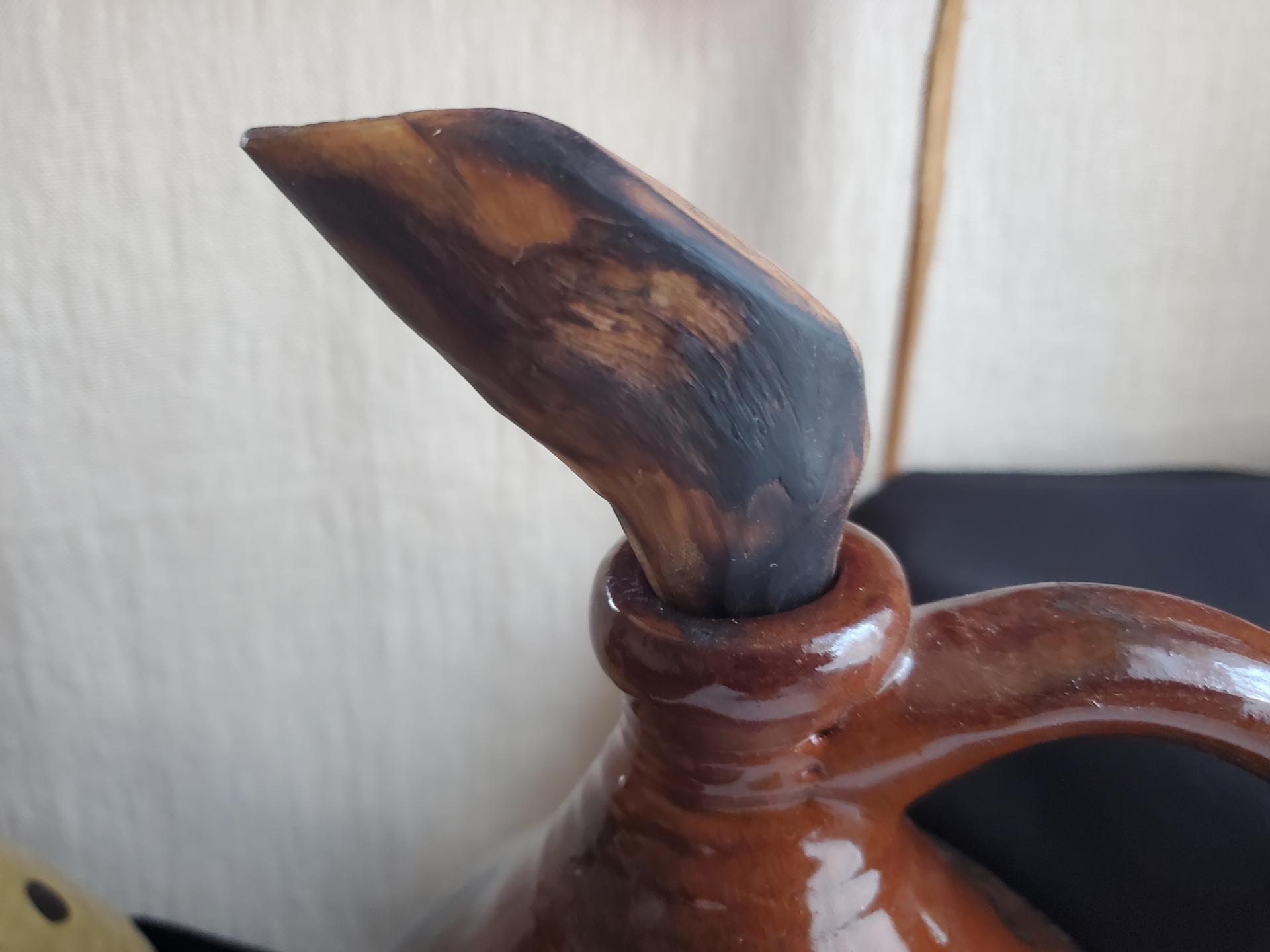 Redware Jug with Black Dapples and Spangled Decoration