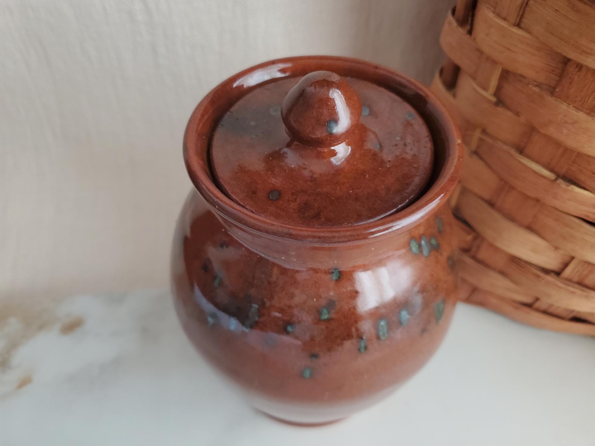 Redware 6.50 in Jar with Spangles by Pied Potter Hamelin (b)