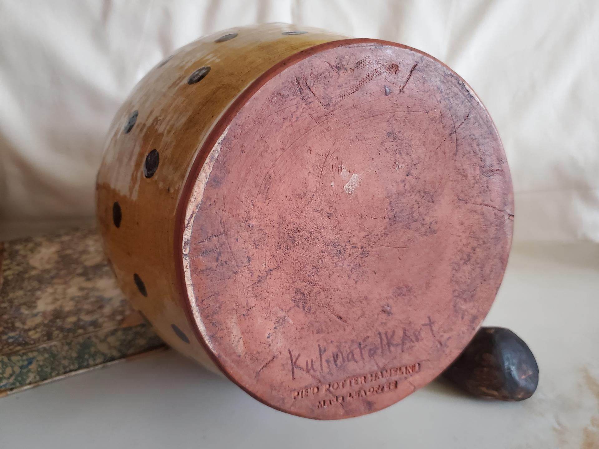 Redware Jug with Black Dots Decoration