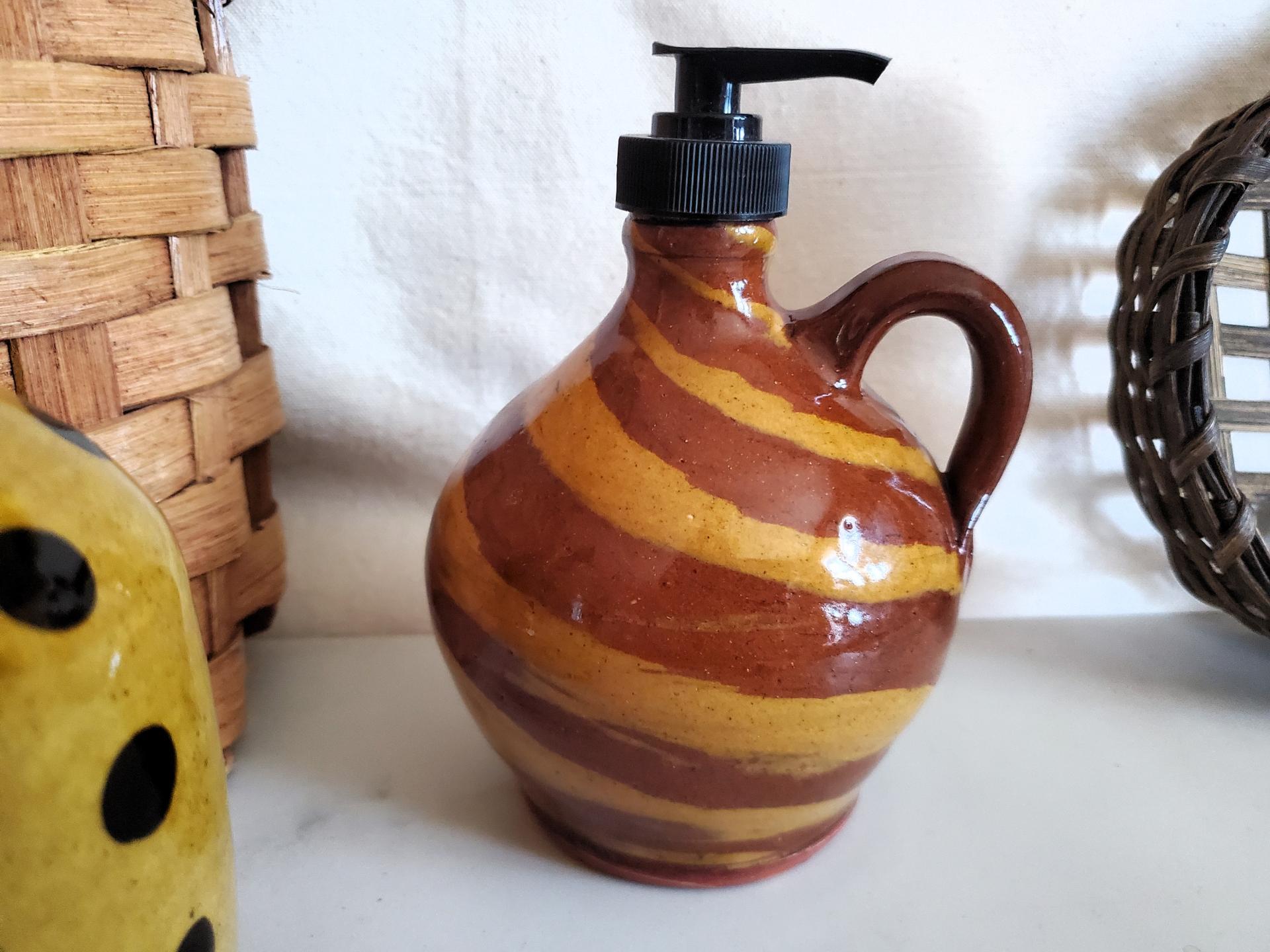 One-of-a-Kind Redware Soap or Lotion Dispenser Jug