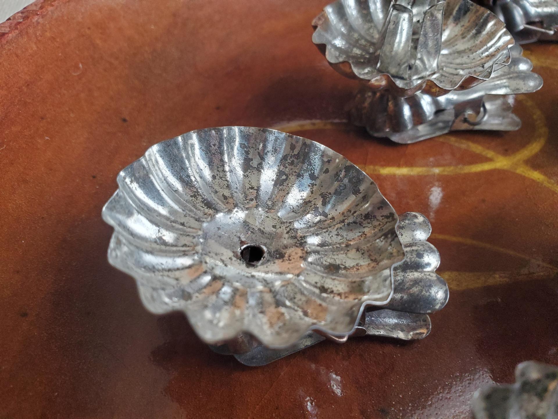 Rustic Vintage Candleholders, Set of 9, Tarnished Silver Finish, Christmas Tree Decor