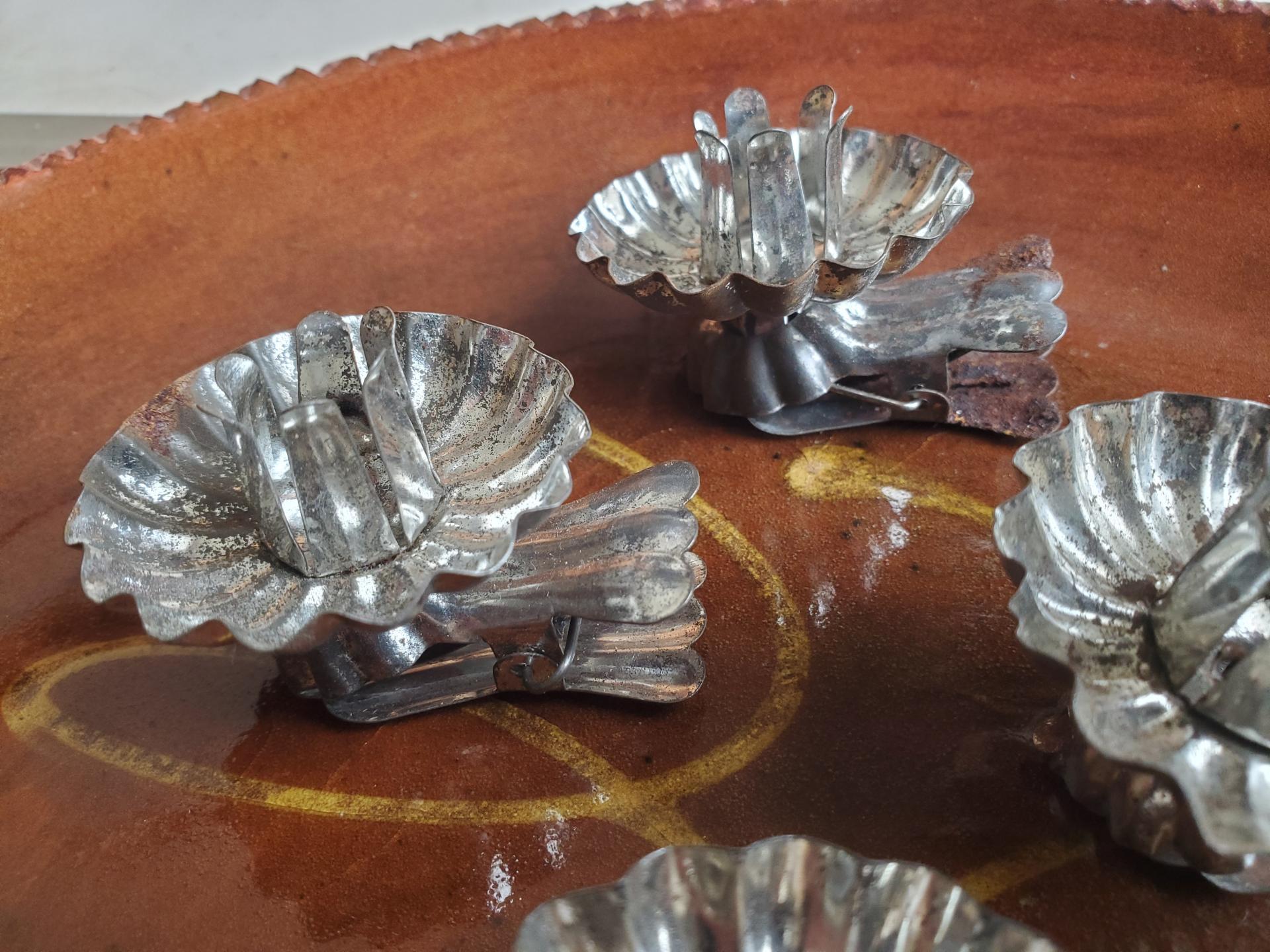 Rustic Vintage Candleholders, Set of 9, Tarnished Silver Finish, Christmas Tree Decor