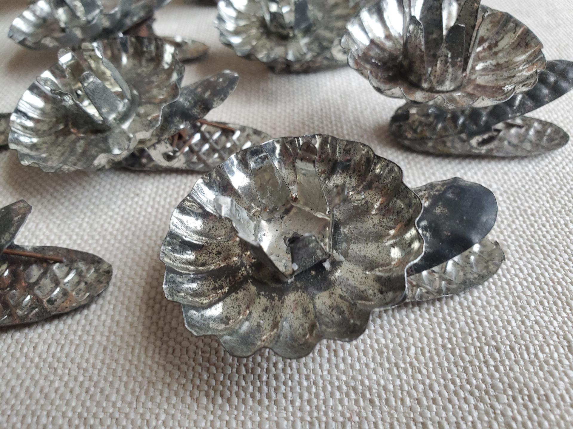 Rustic Vintage Candleholders, Set of 11, Tarnished Silver Finish, Christmas Tree Decor