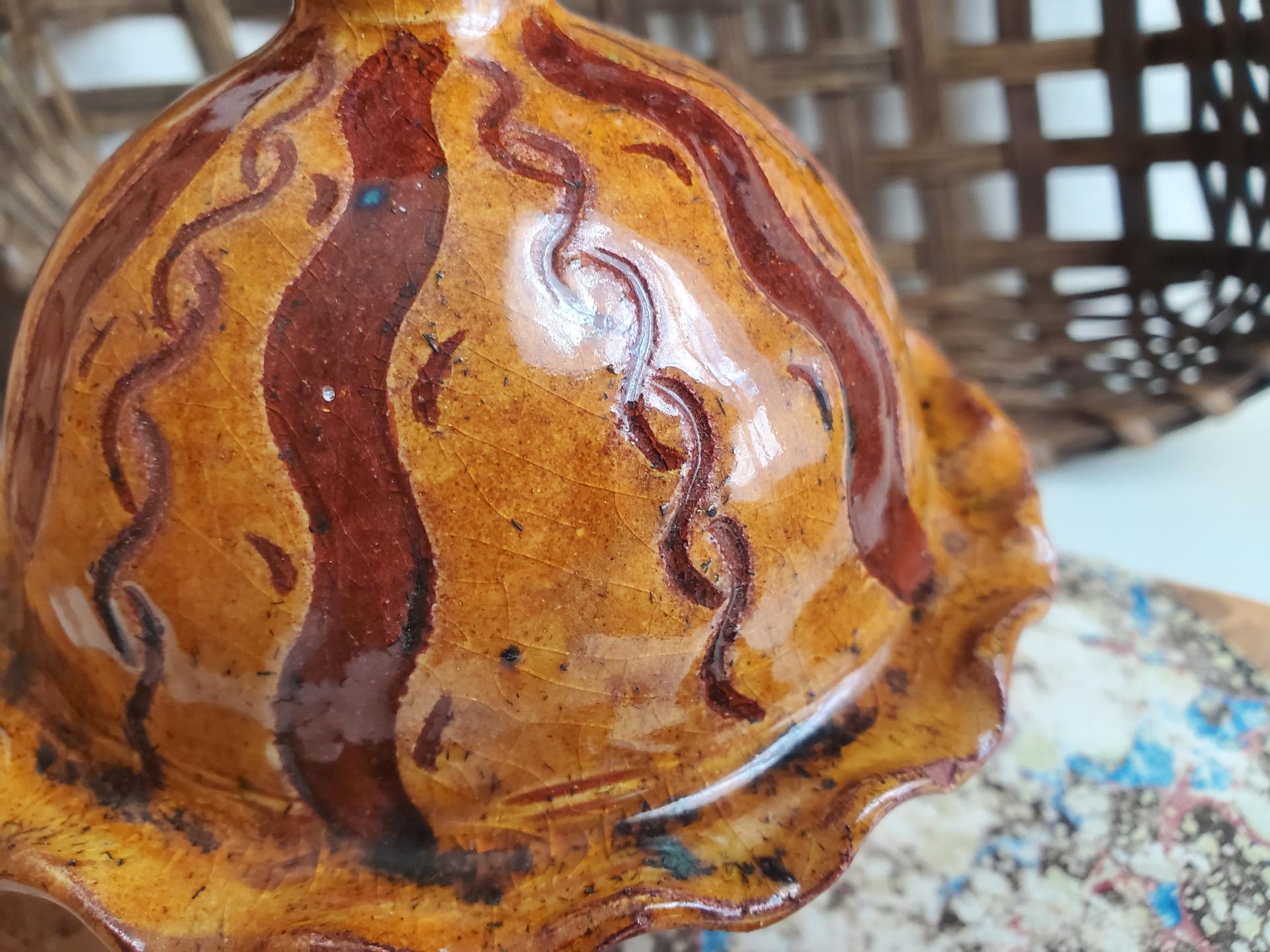 Redware Bank, One-of-a-Kind with Sgrafitto Pattern