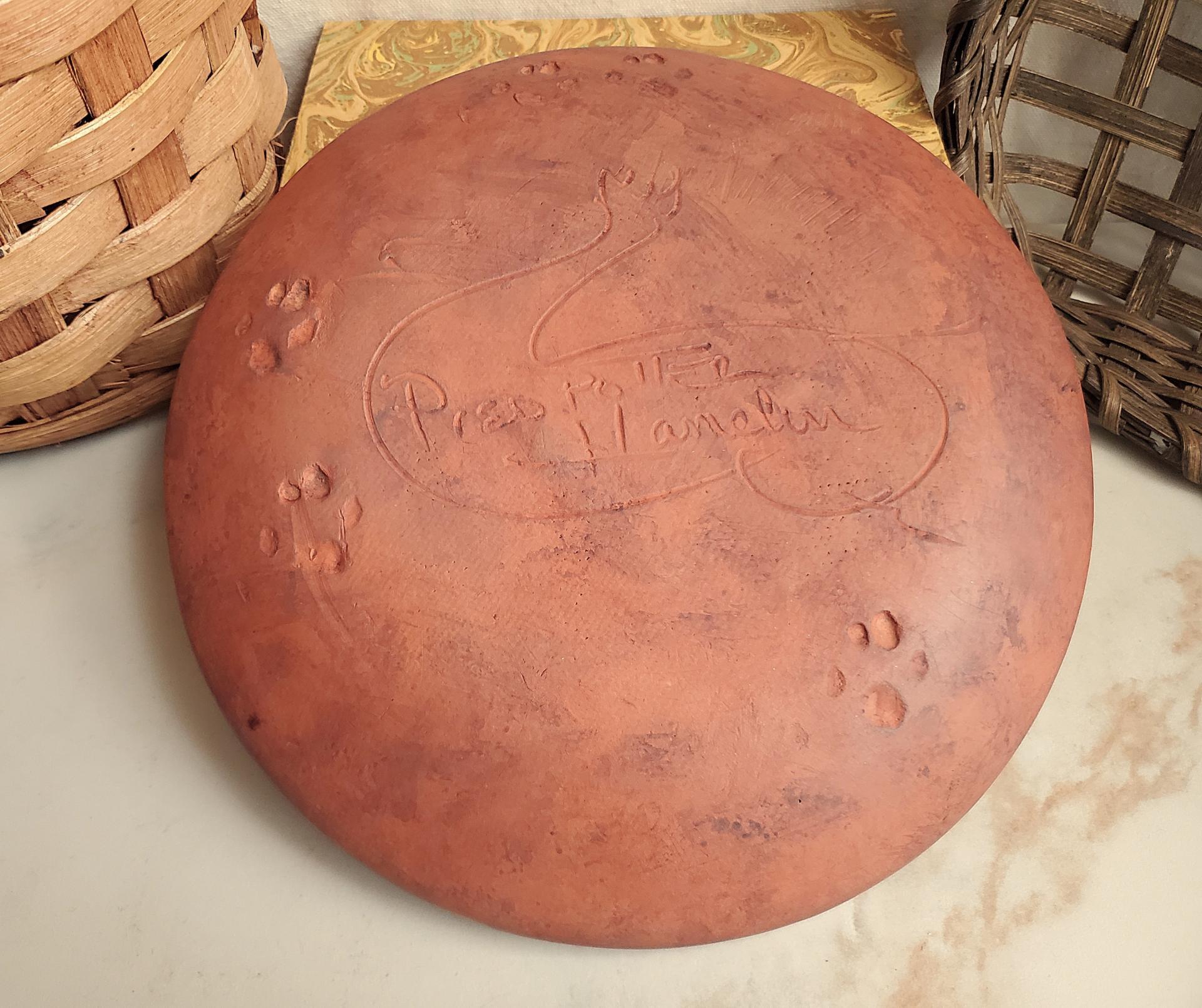 Redware 9 in. Plate, One-of-a-Kind Applied Washington Portrait
