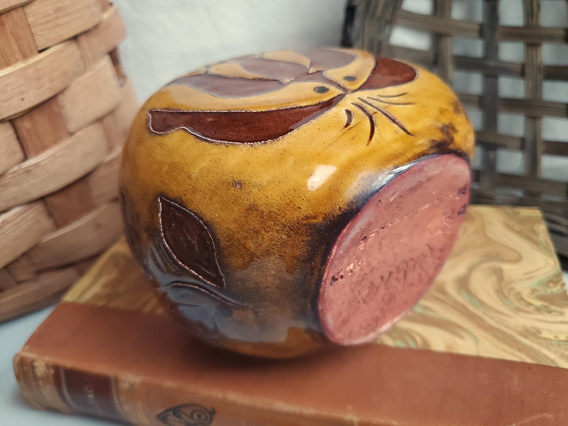 Redware Bottle with Sgraffito Decoration