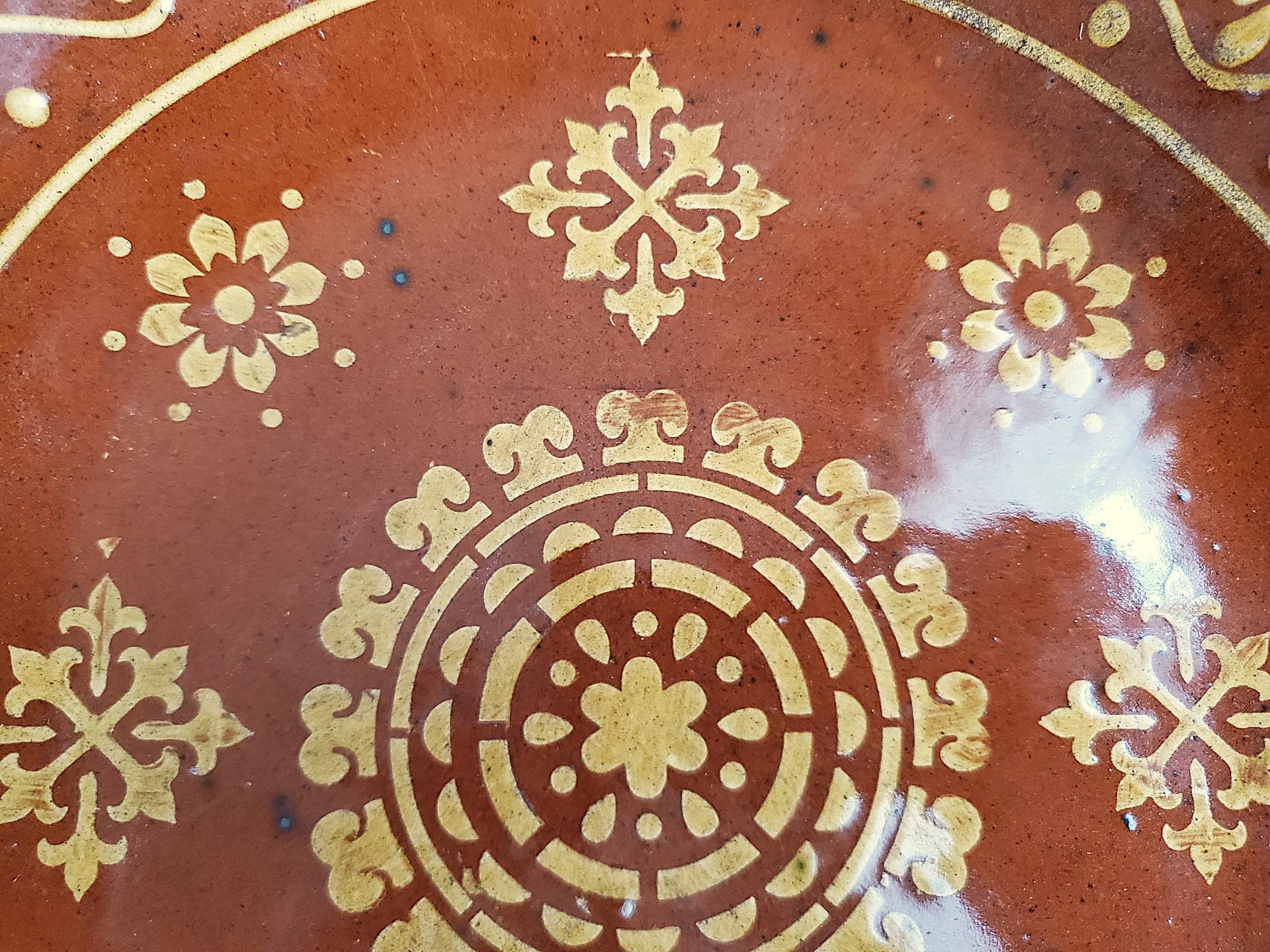 One-of-a-Kind Slip-Decorated Motif Redware Charger