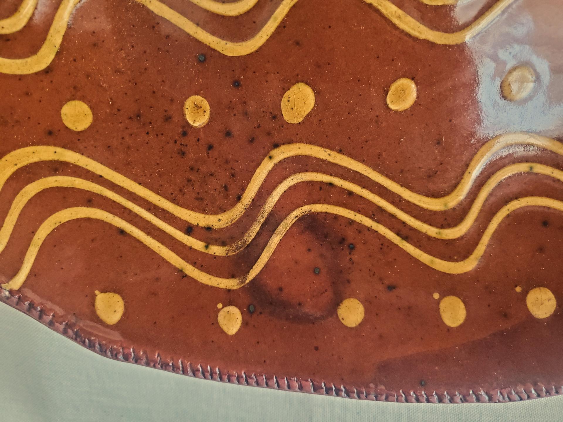 Redware Deep Trencher with Slip Pattern